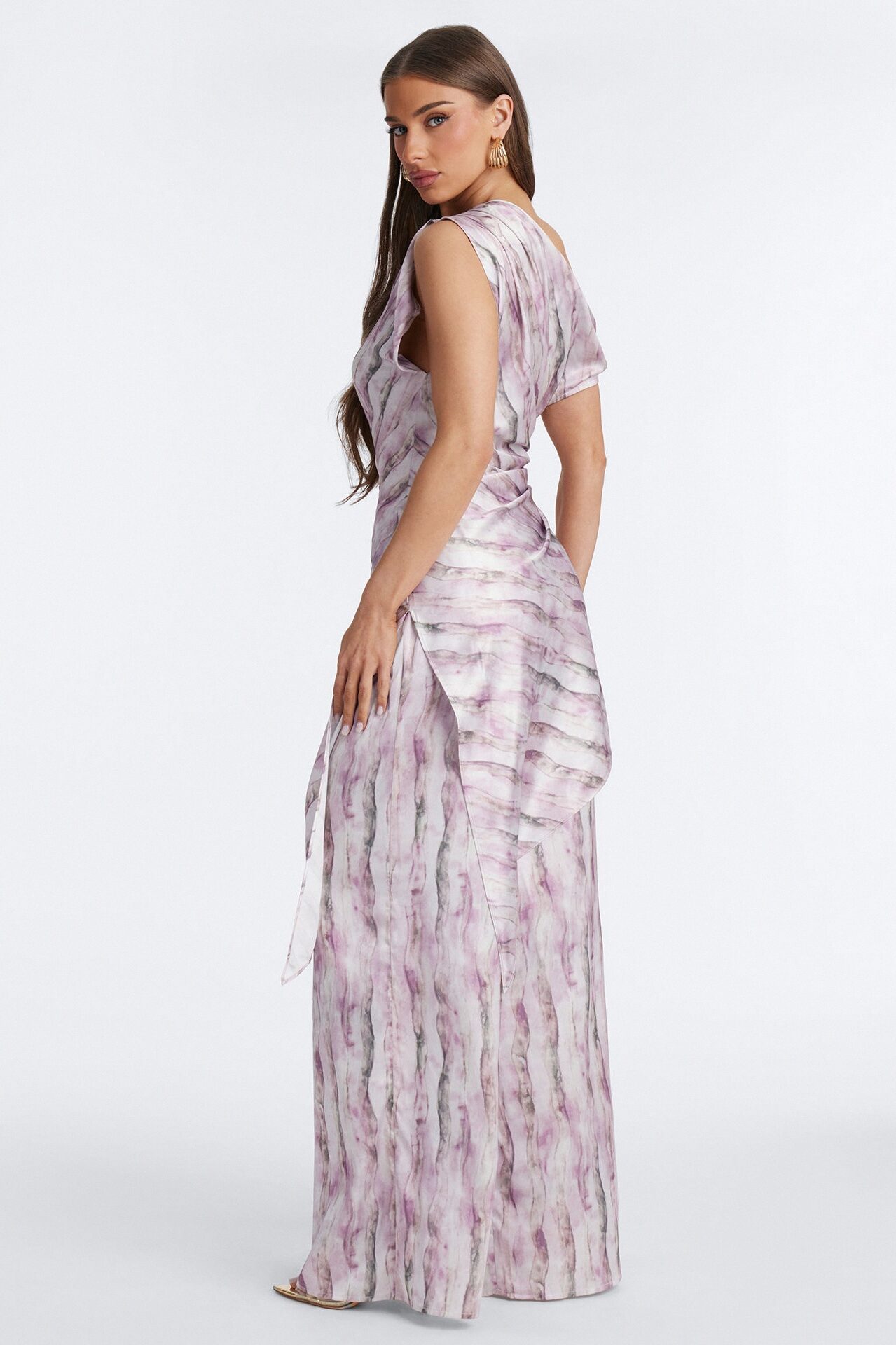 Callie Off Shoulder Asymmetrical Pant Set - Mauve/combo