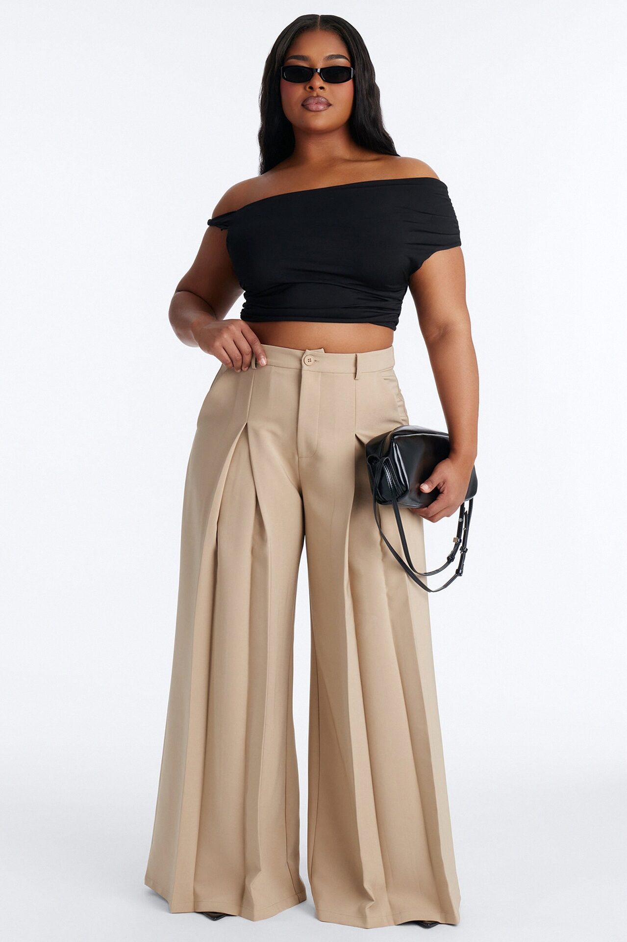Karianna Crepe Woven Wide Leg Pant 33 - Khaki