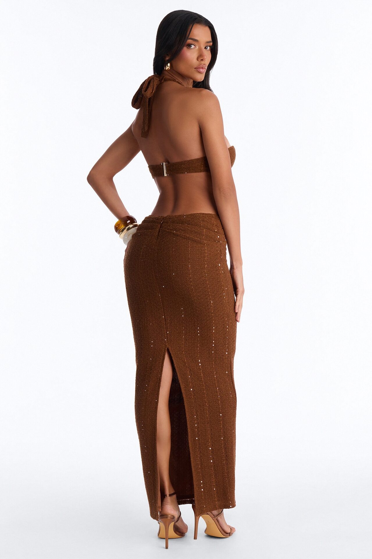 Georgia Cut Out Maxi Dress - Brown
