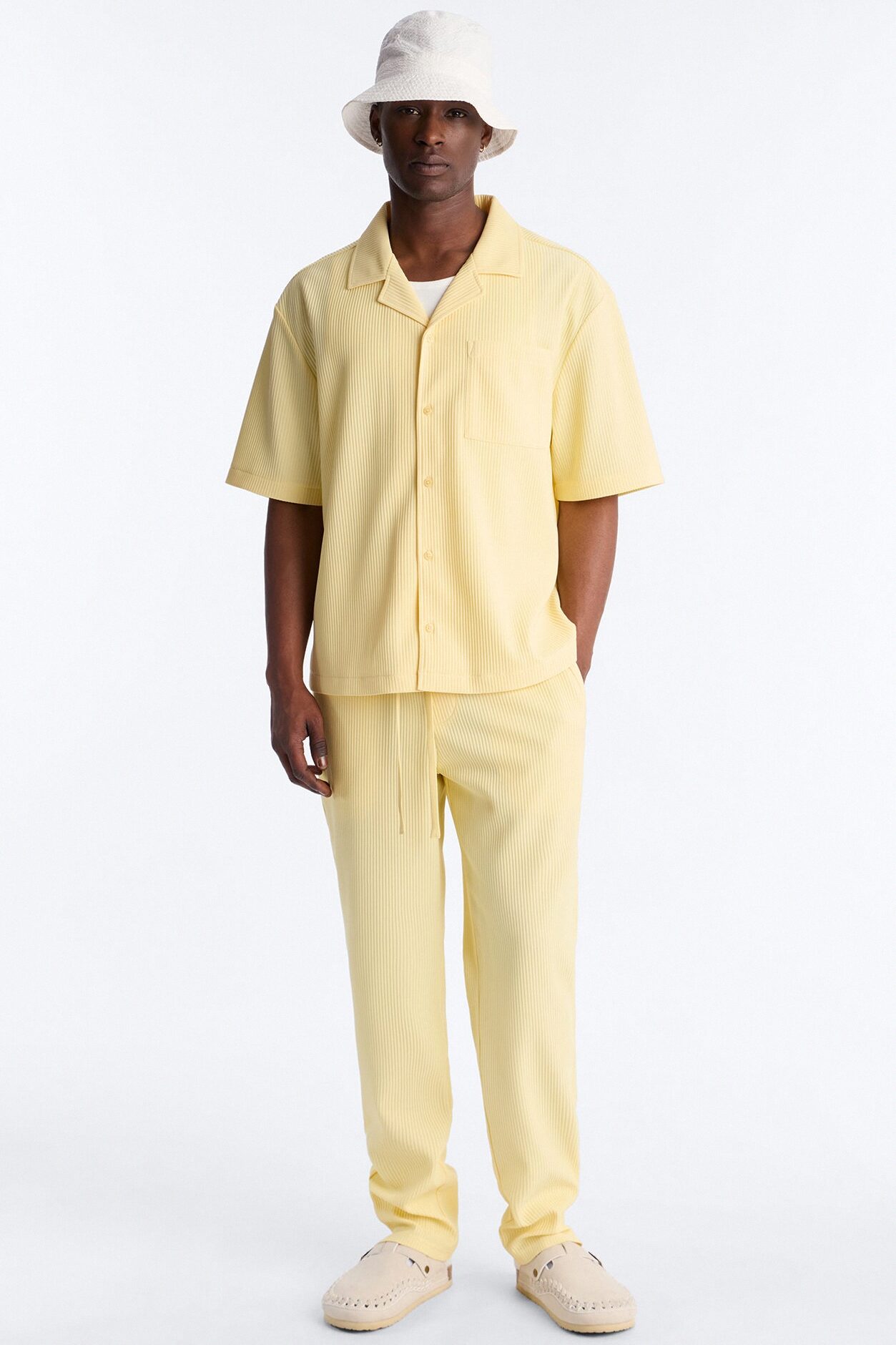 Show Up Short Sleeve Cuban Shirt - Butter Yellow