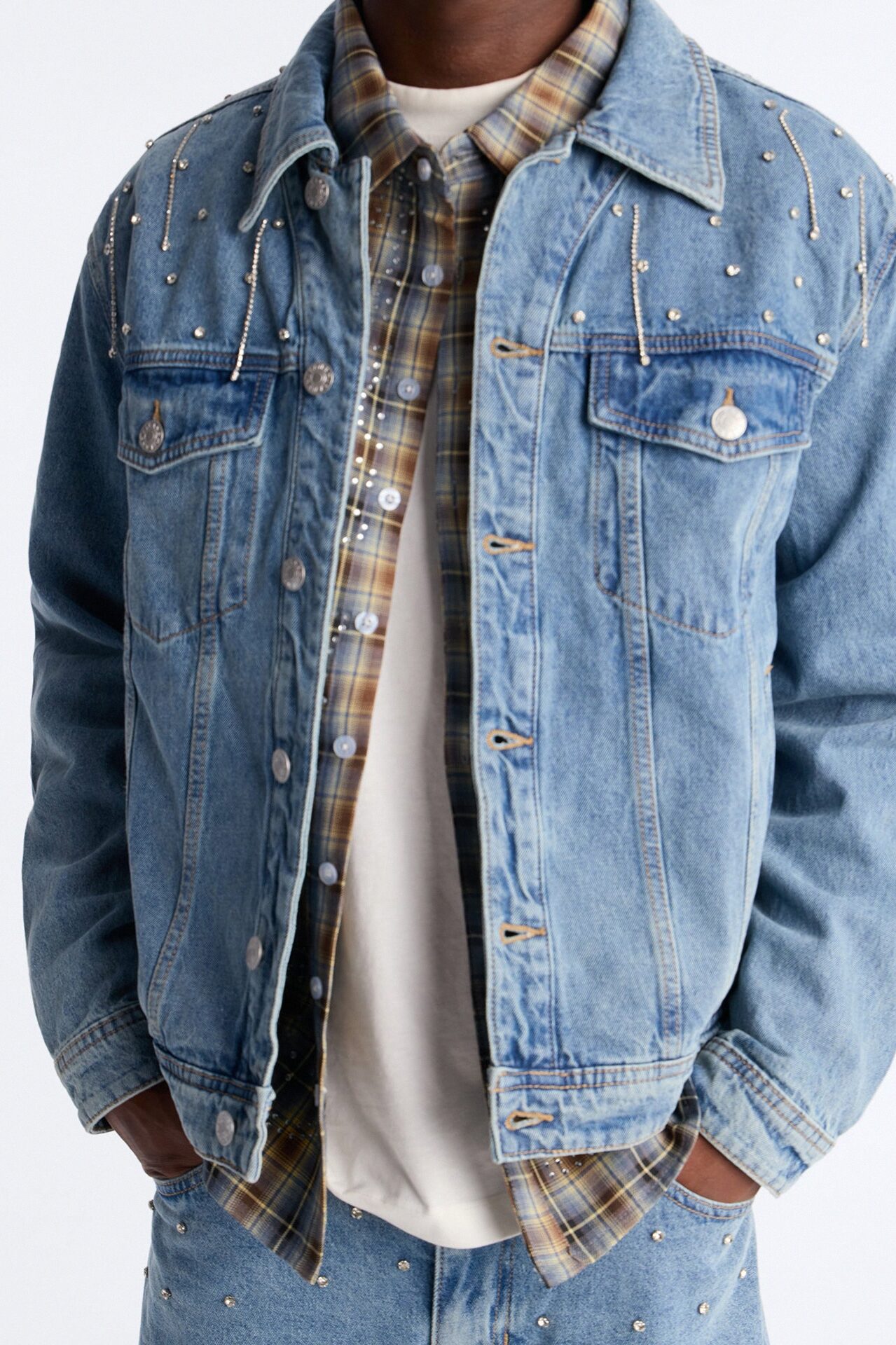 Cropped Street Ice Denim Jacket - Light Wash