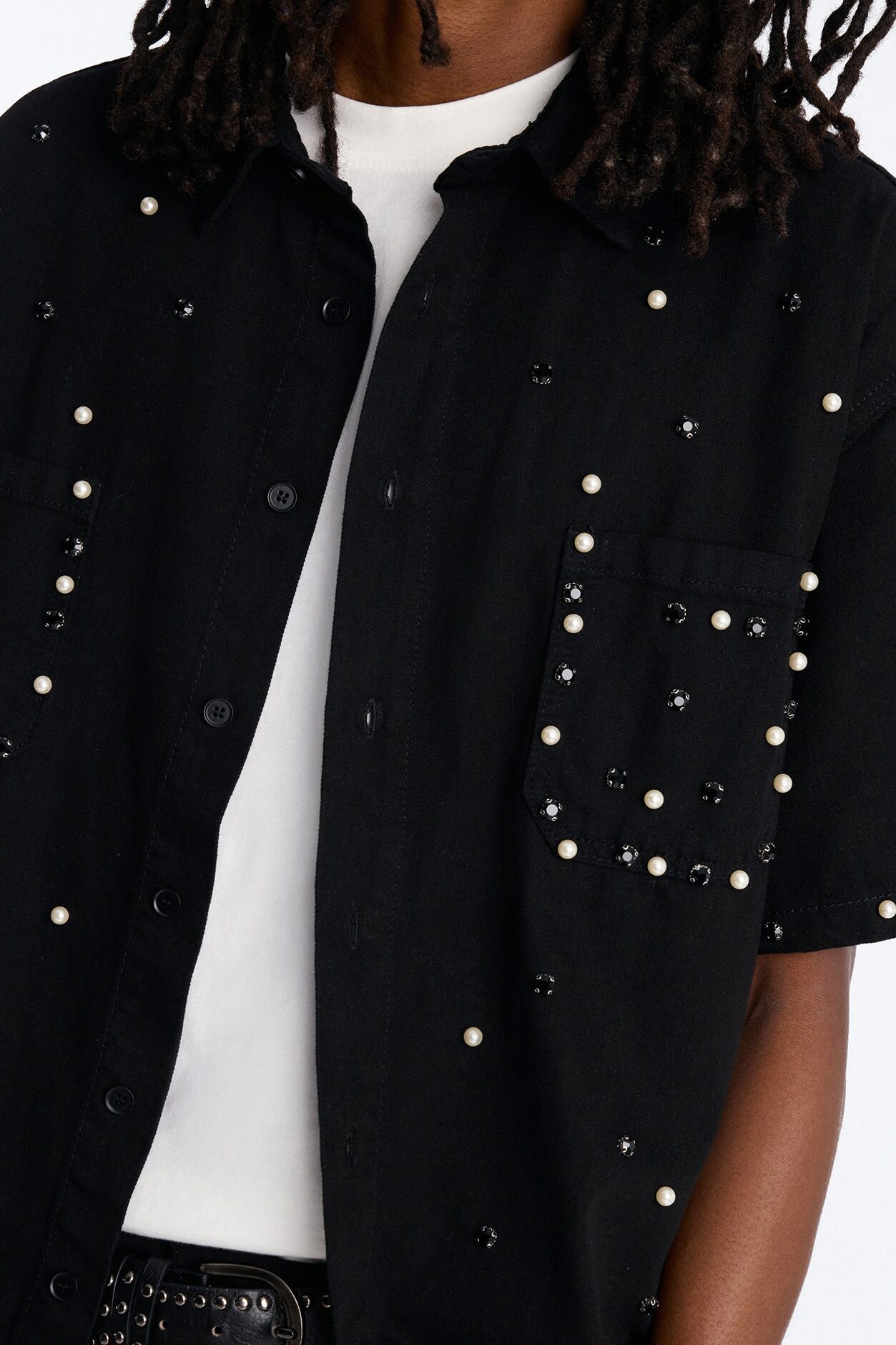 Apex Stud Button Up Shirt - Black