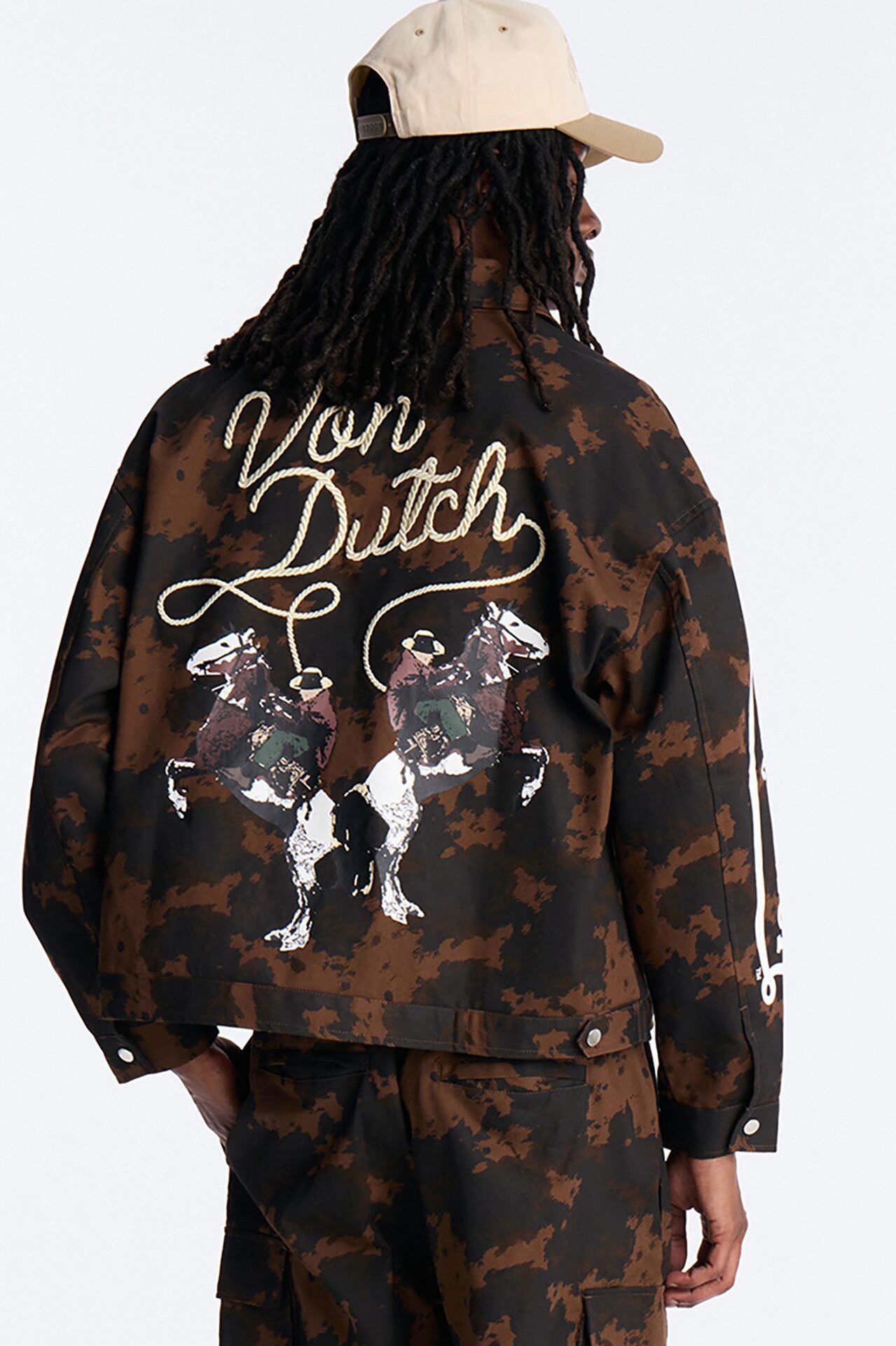 Von Dutch Rodeo Faux Pony Hair Work Jacket - Brown