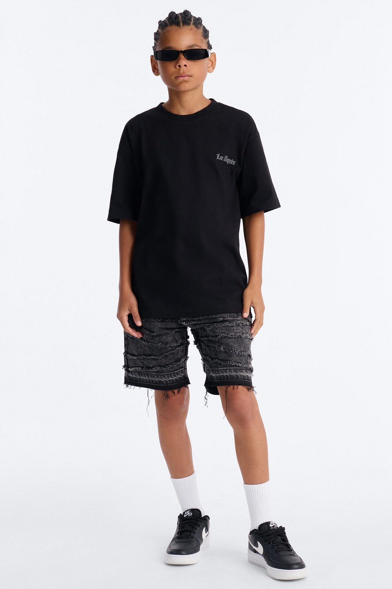 Mini Nice Try Frayed Denim Short - Black Wash