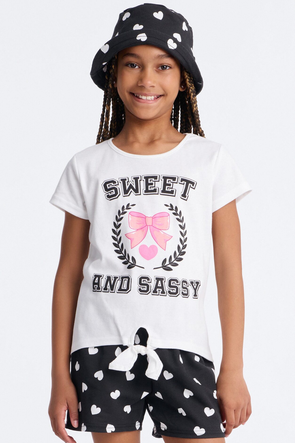 Mini I'm Sweet And Sassy Short Set - White/Black