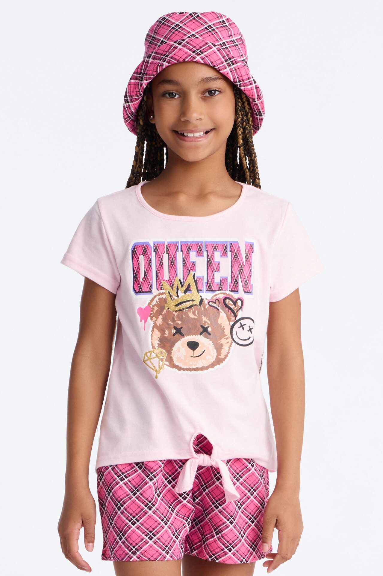 Mini The Queen Bear Short Set - Pink