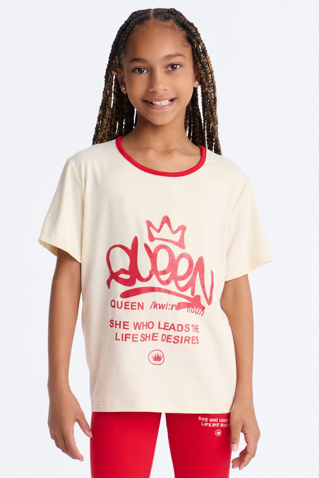 Mini The Queen Is Here Short Set - White/combo