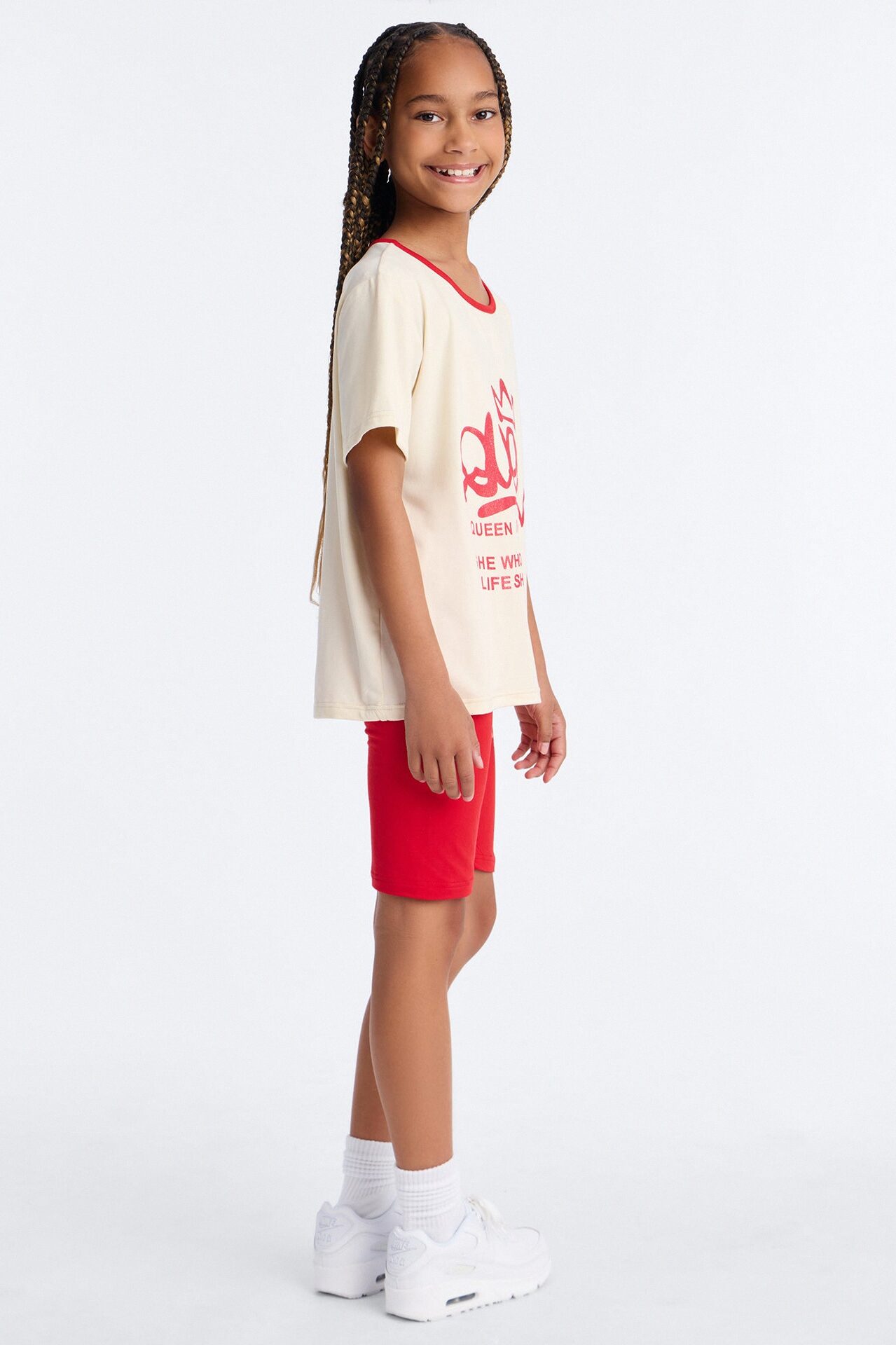 Mini The Queen Is Here Short Set - White/combo