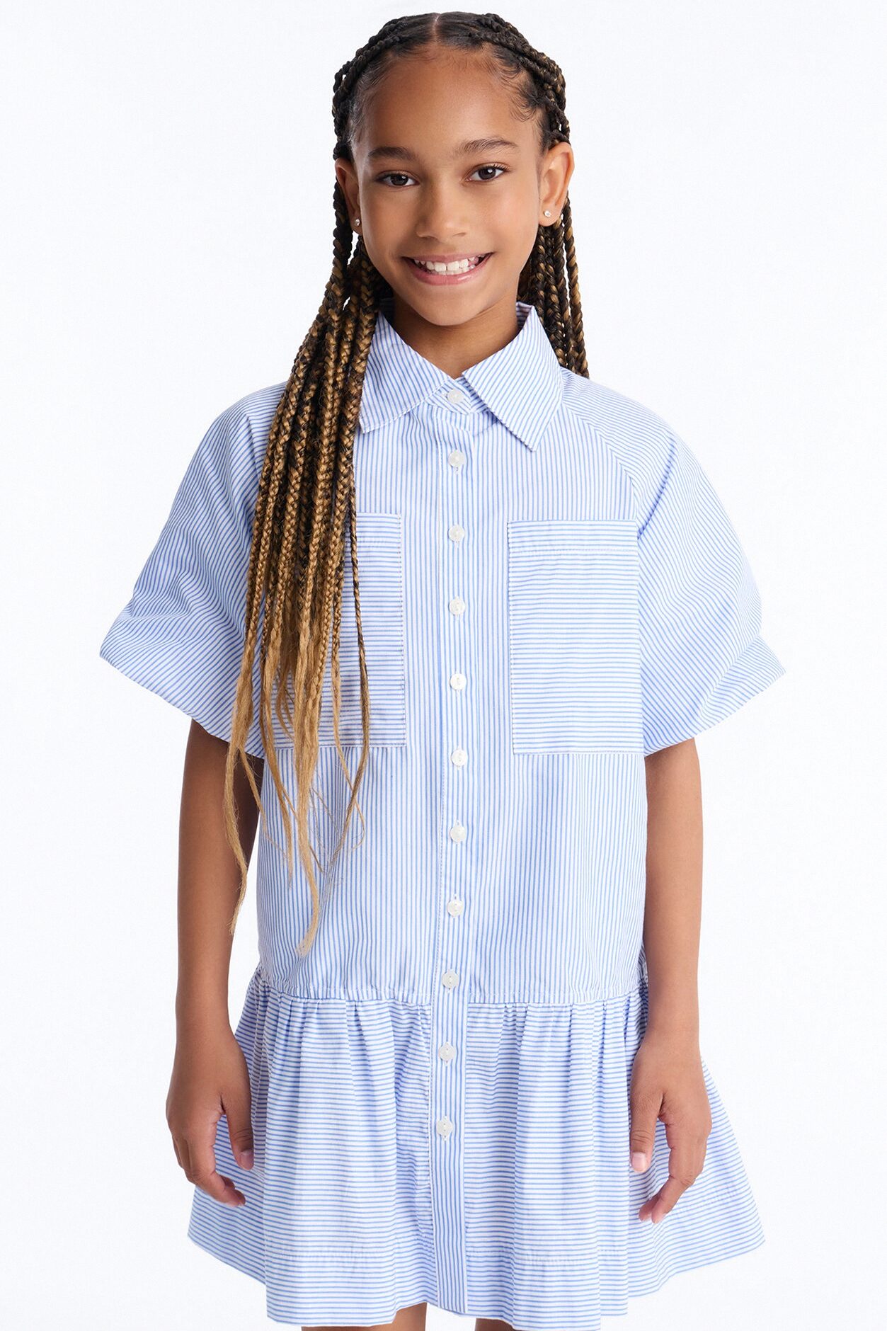 Mini Phone Calls Pinstripe Mini Dress - Blue/combo