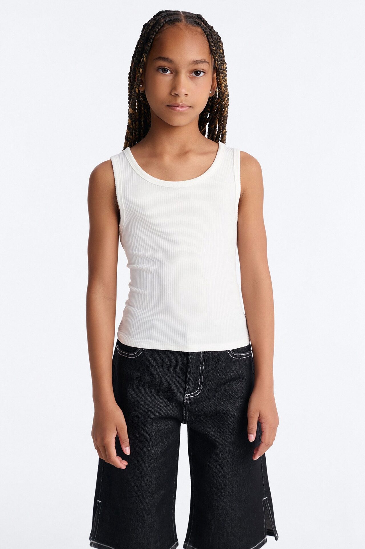 Mini Sasha Scoop Neck Tank Top - White