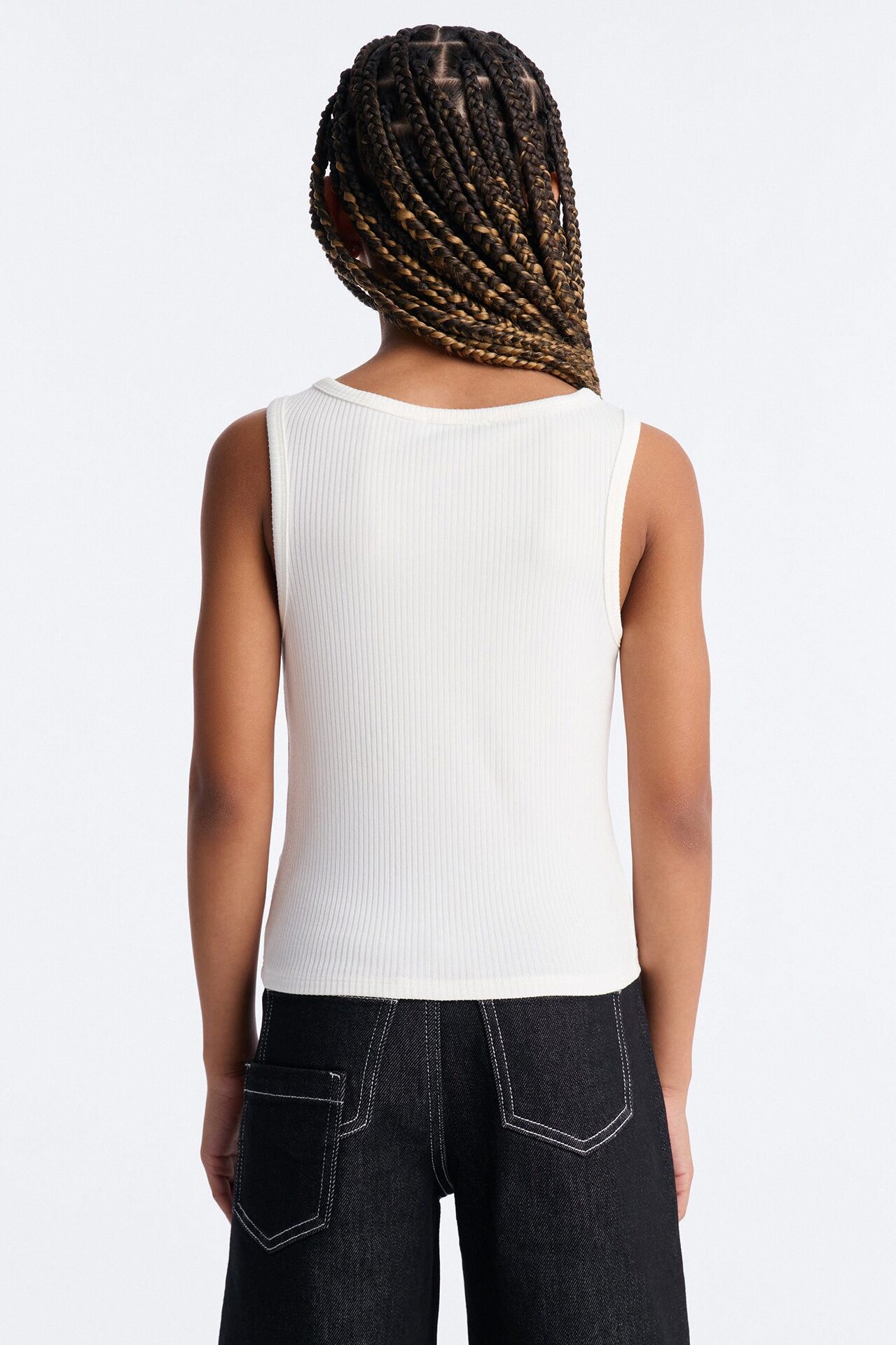 Mini Sasha Scoop Neck Tank Top - White