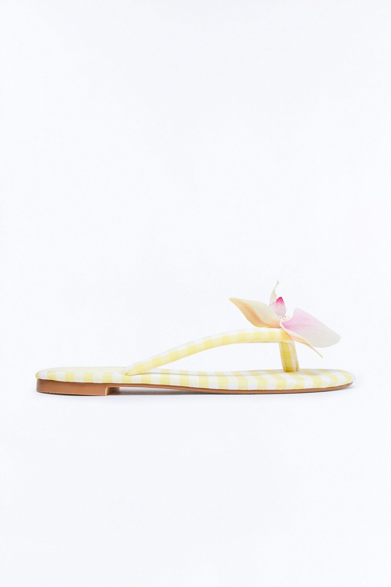 Ashbie Flower Gingham Flip Flops - Yellow