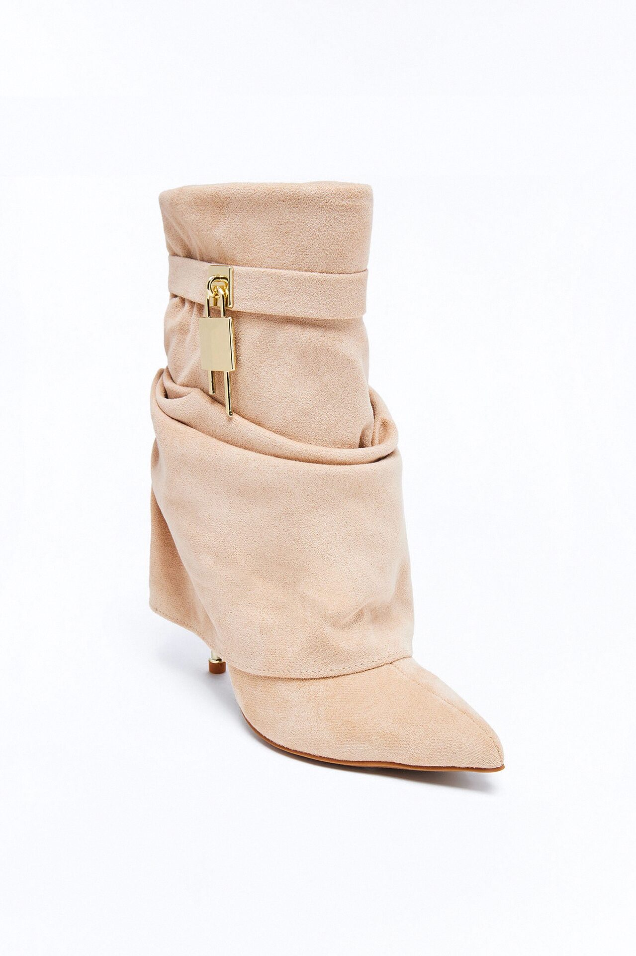 Alfie Ruched Overlay Boots - Nude