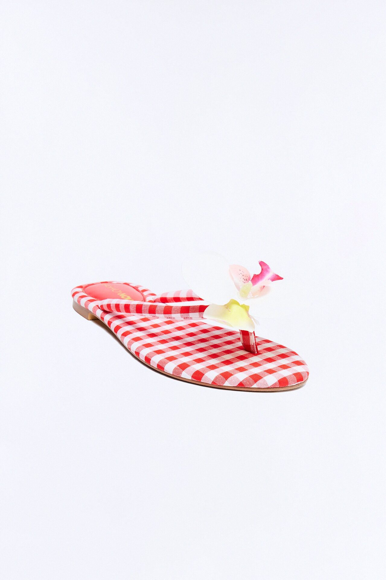 Ashbie Flower Gingham Flip Flops - Red