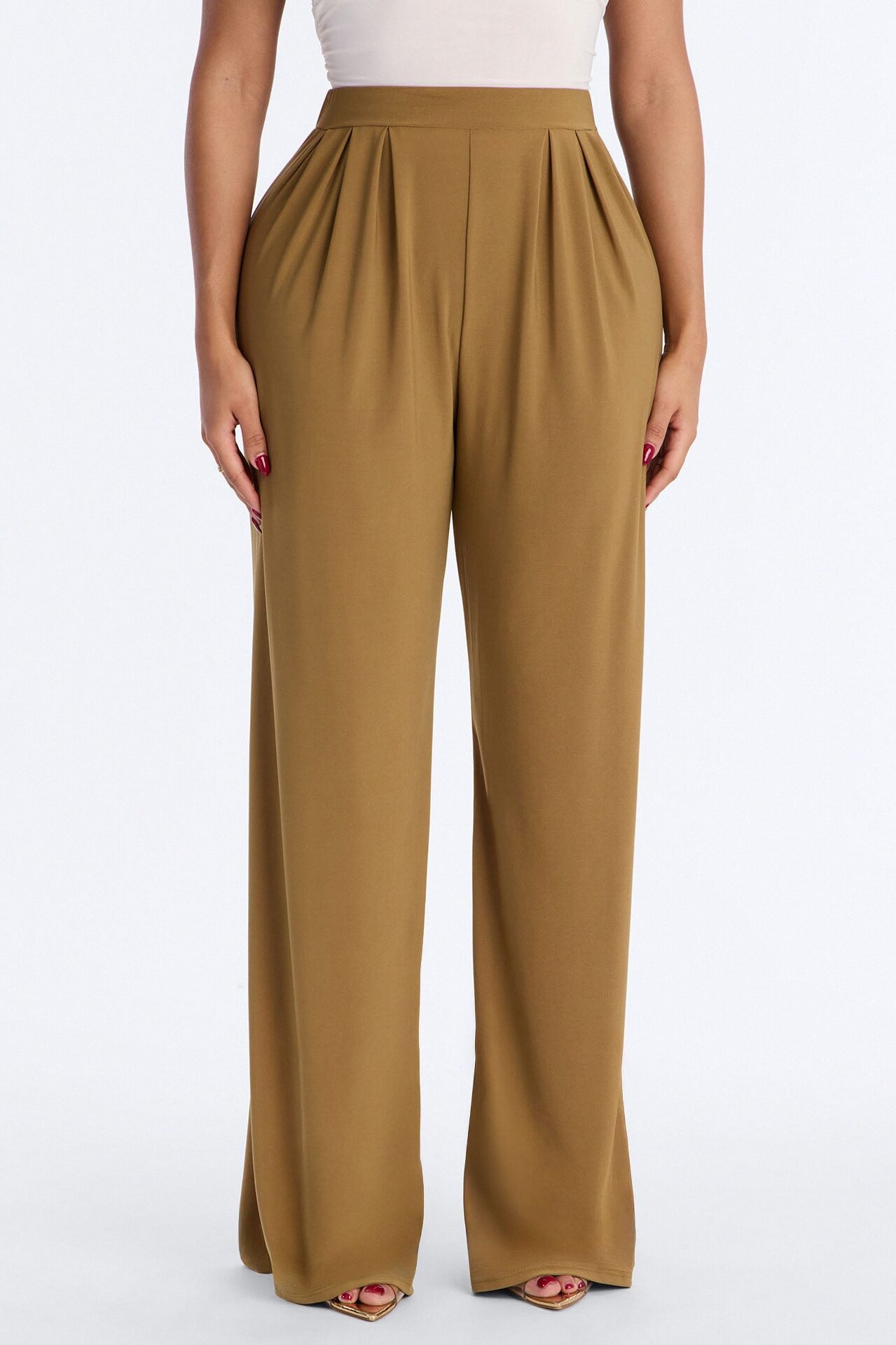 Dottie Slinky Relaxed Wide Leg Pant 32″ - Olive