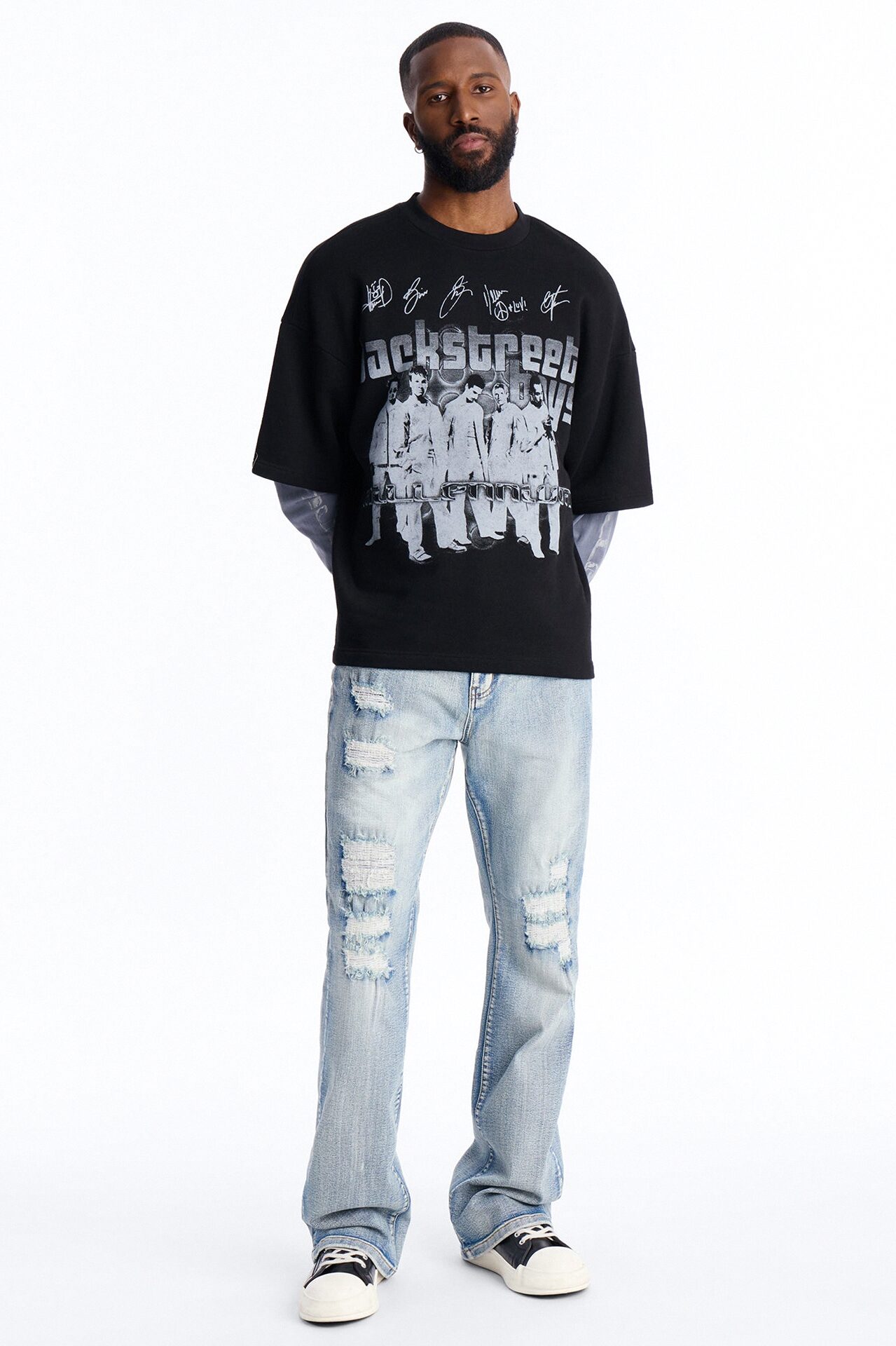 Backstreet Boys Larger Than Life Oversized Fleece Twofer - Black Wash