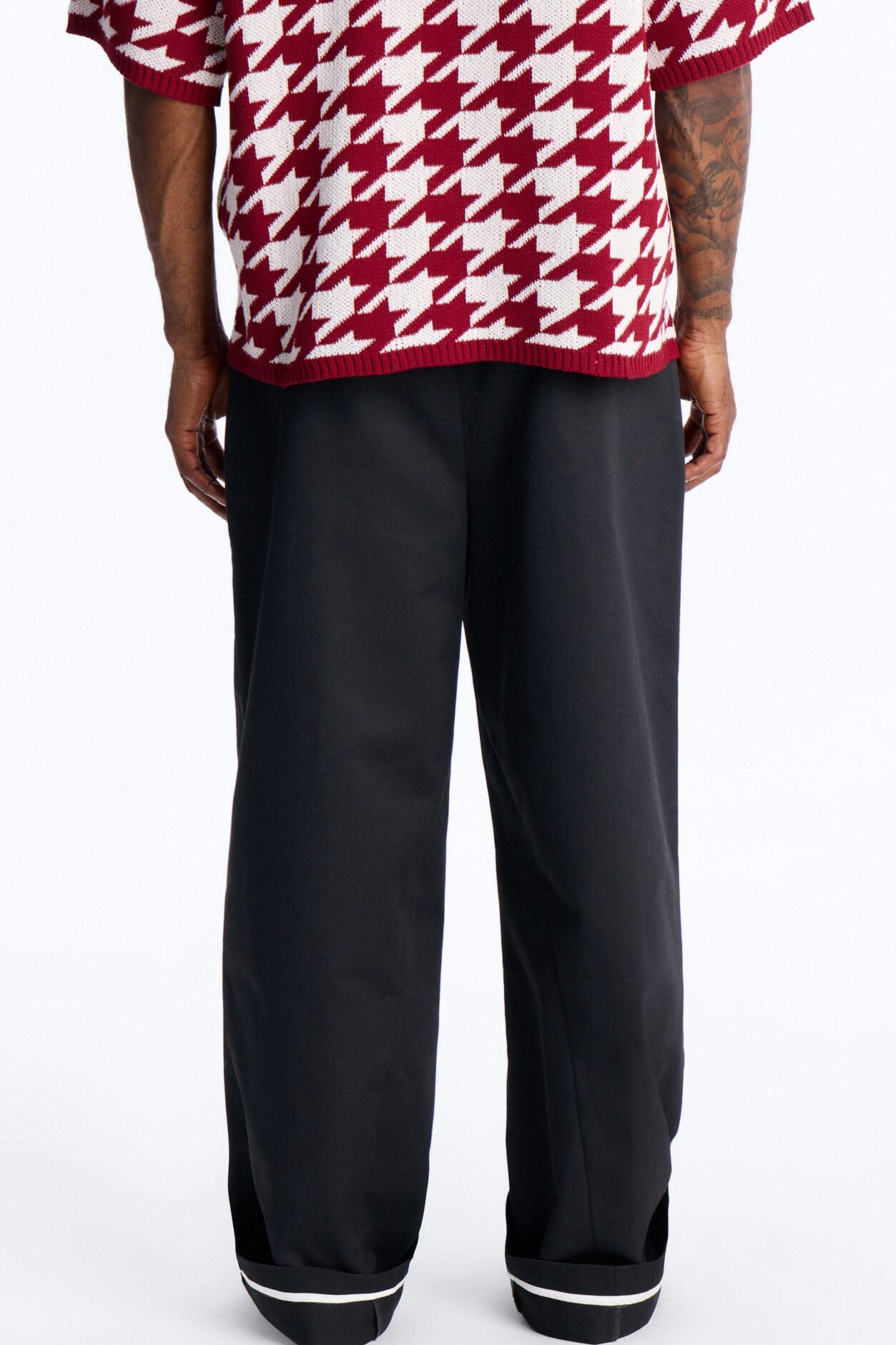 Wide Leg Max Pleat Cuffed Trouser - Black