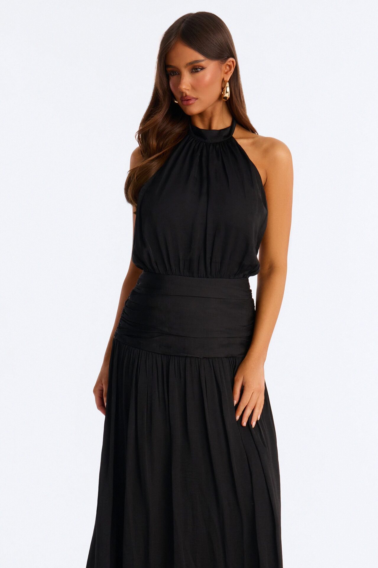 Blushing Beauty Backless Maxi Dress - Black