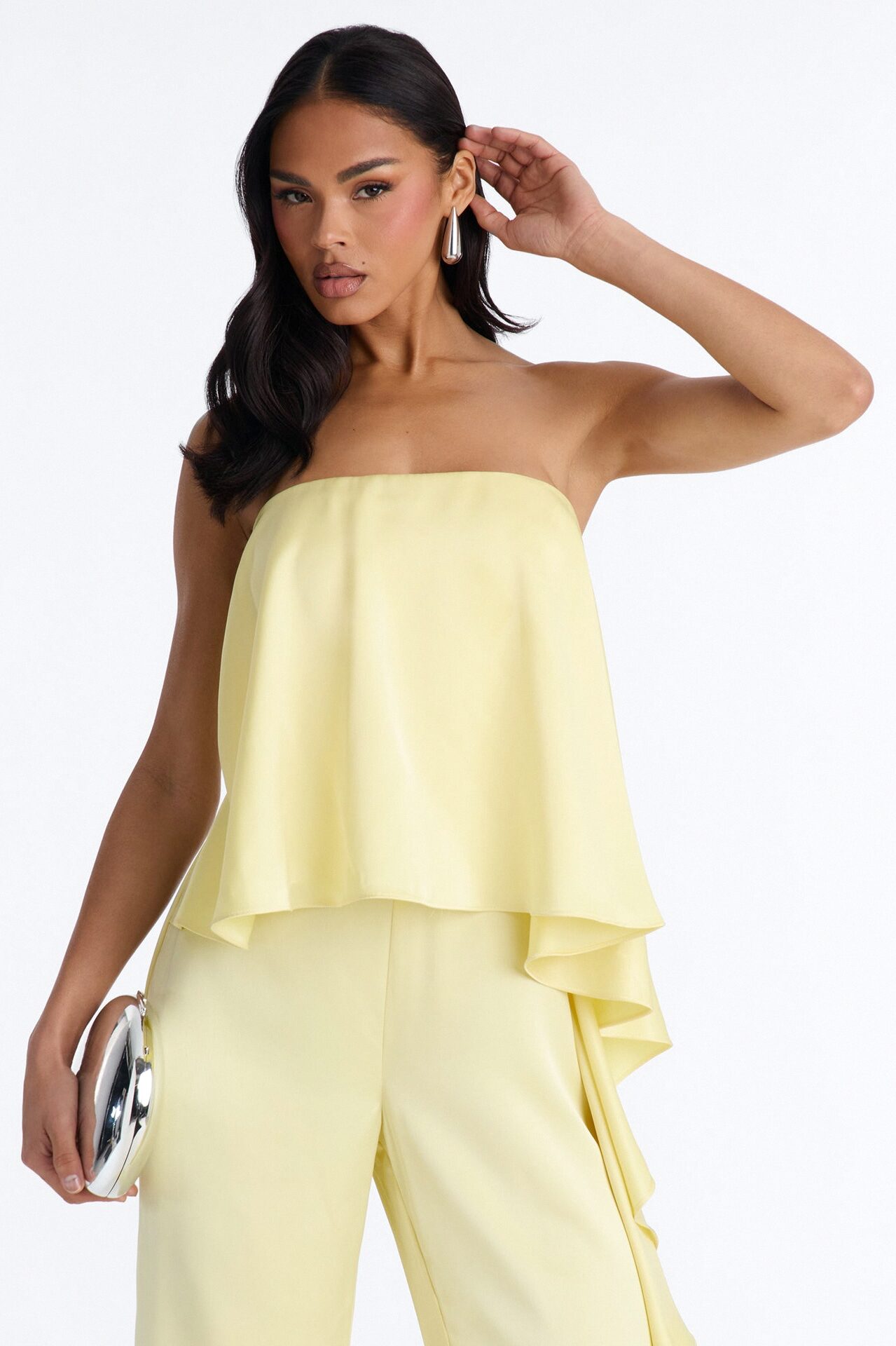 Sylva Draped Wide Leg Jumpsuit - Yellow