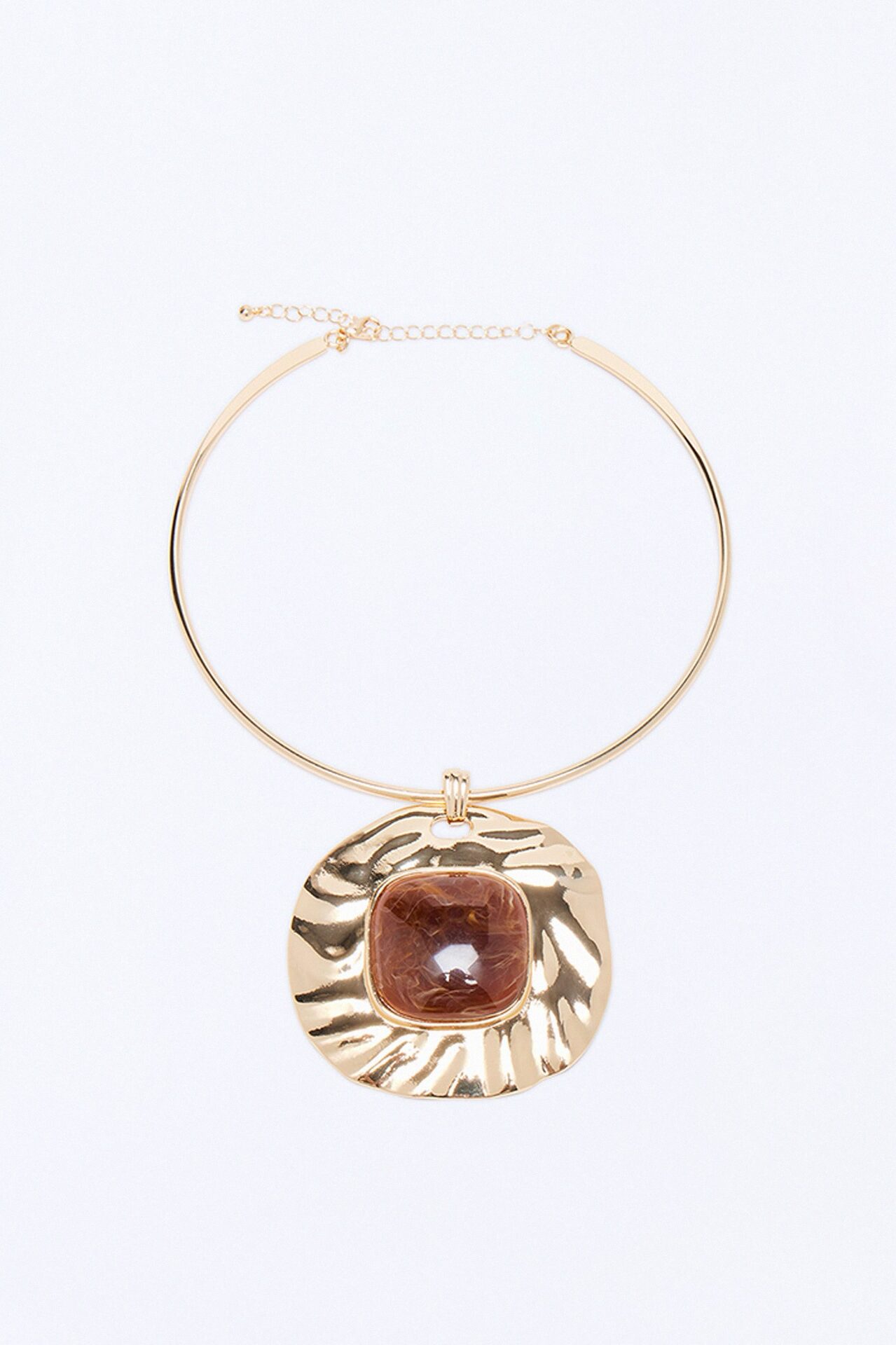 Stand By Jeweled Choker Necklace - Gold/Brown
