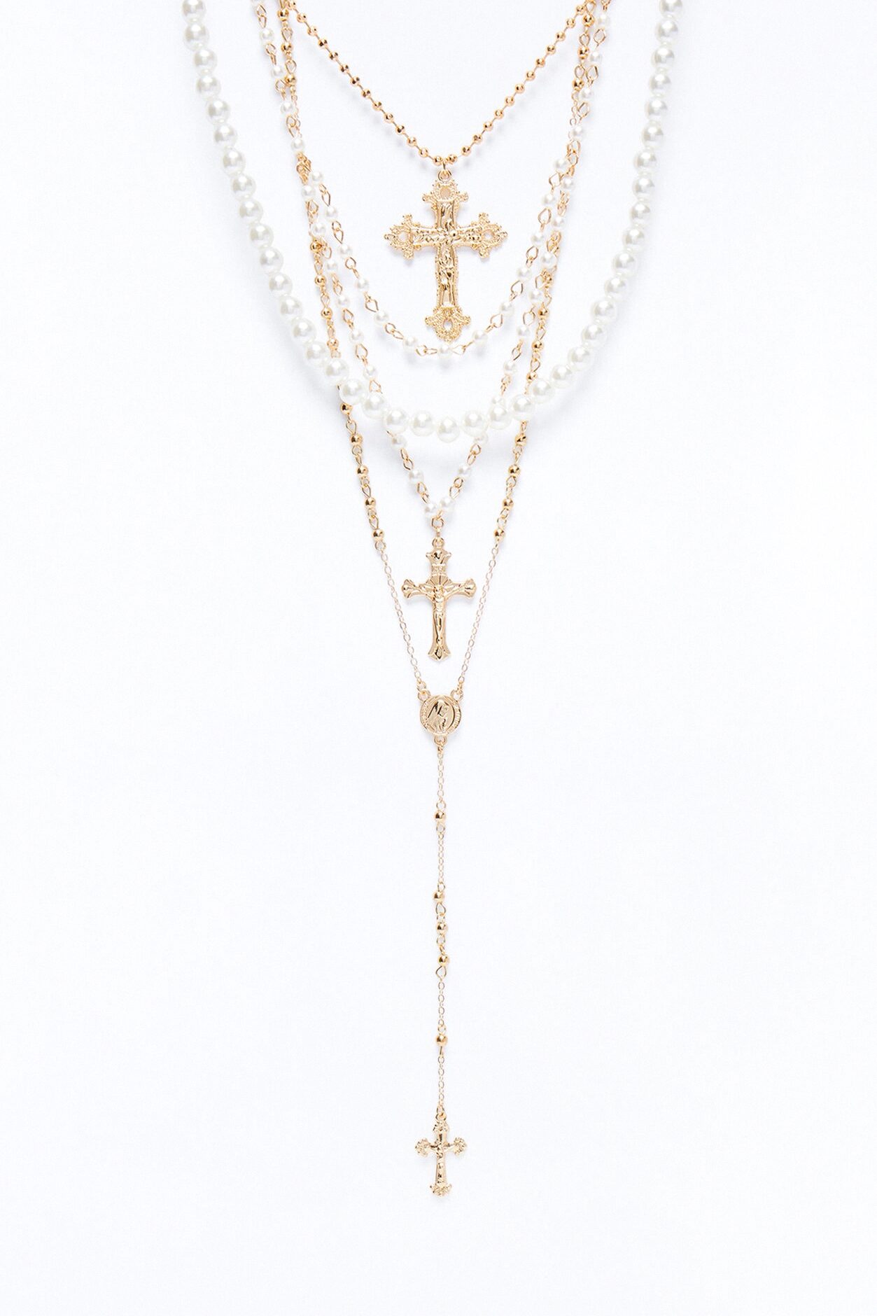 Cross It Out Lariat Necklace - Gold