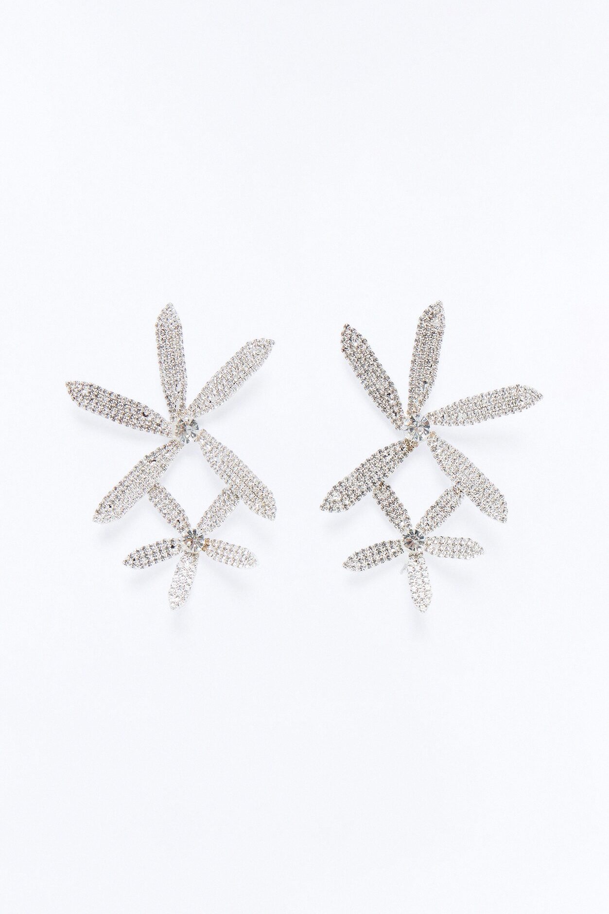 Frosted Floral Shine Earrings - Silver