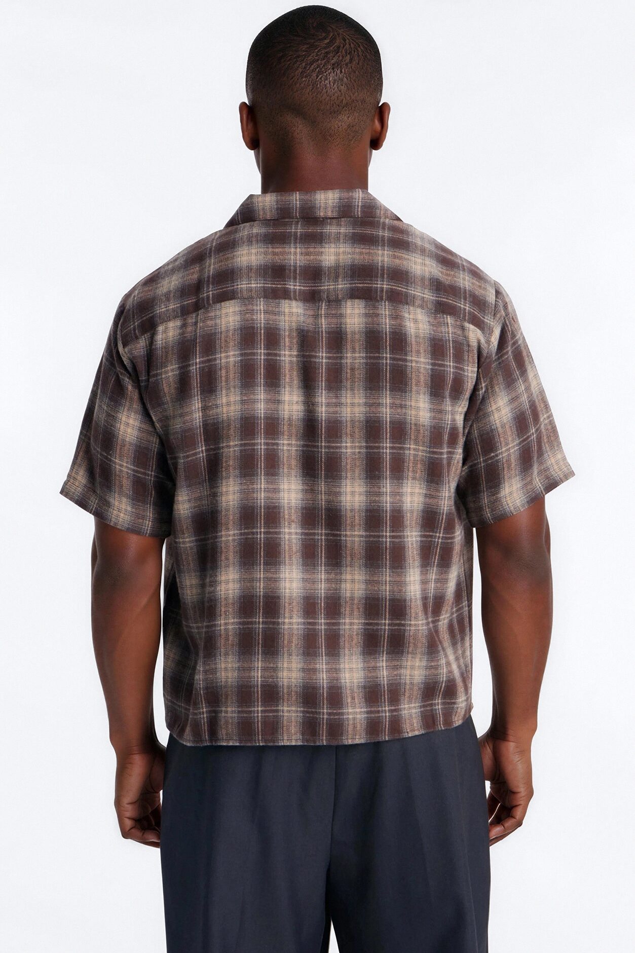 Your Weekend Plaid Cuban Collar Button Up Shirt - Brown