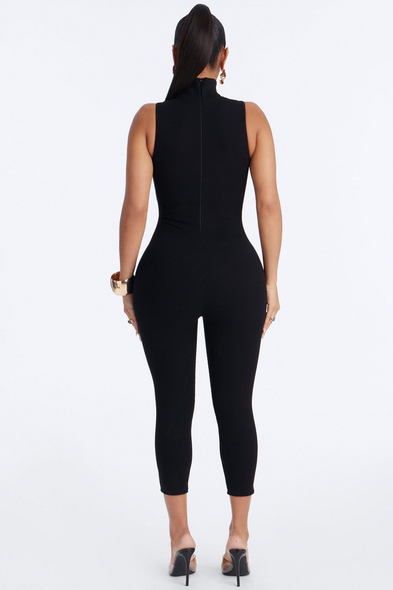 Lindsey Snatched High Neck Jumpsuit - Black