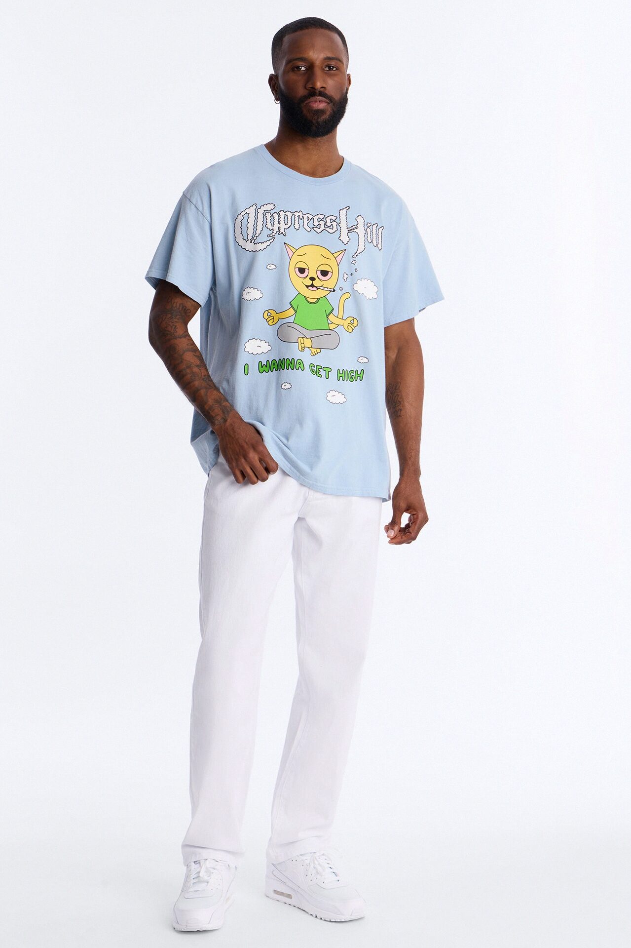 Cypress Hill I Wanna Get High Boxy Short Sleeve Tee - Light Blue