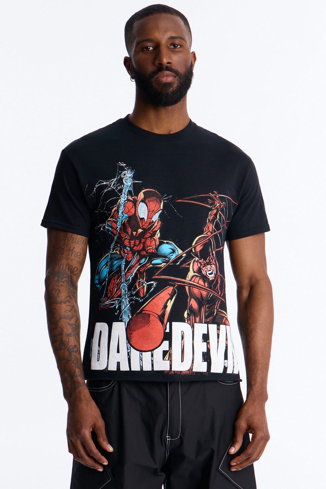 Daredevil And Spiderman Boxy Short Sleeve Tee - Black