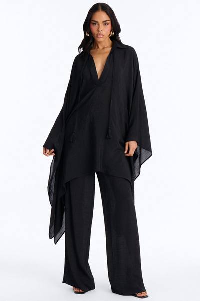 Addison Linen Pant Set - Black