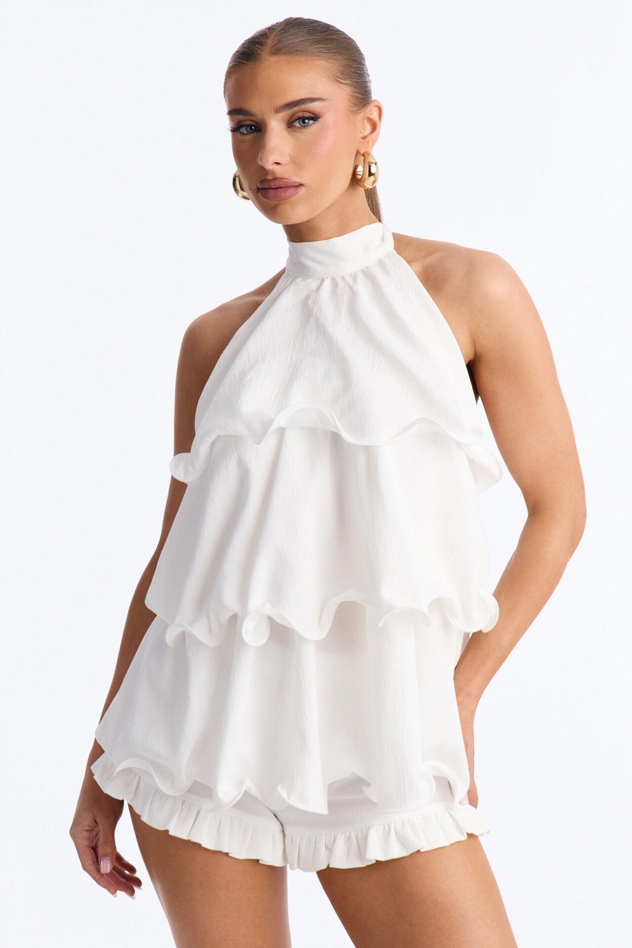 Le Fleur Halter Short Set - White