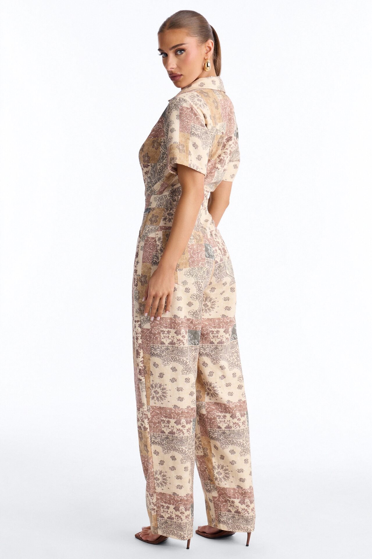 Francesca Twill Wide Leg Jumpsuit - Multi Color