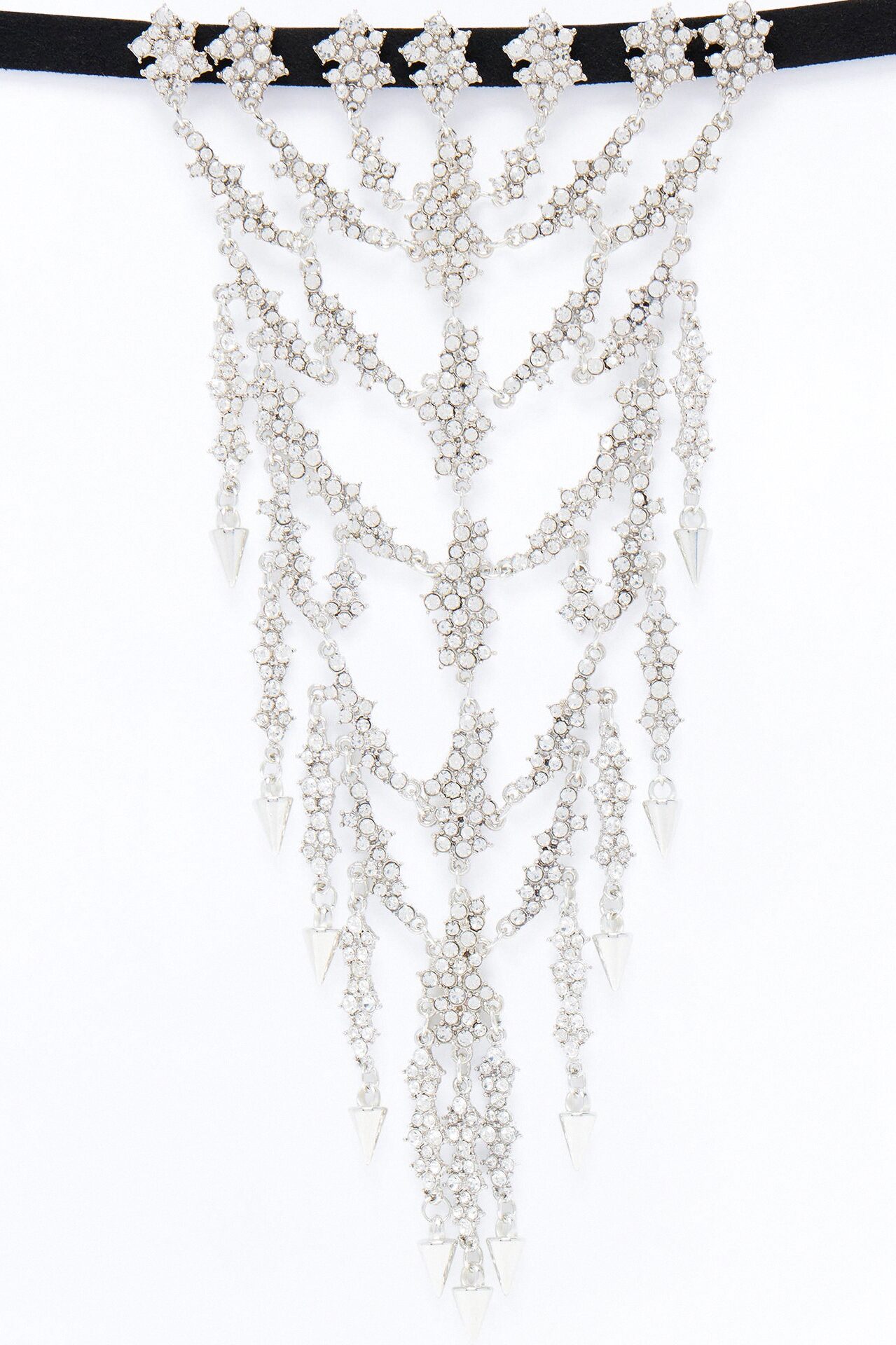 Festival Ready Rhinestone Layered Choker Necklace - Silver