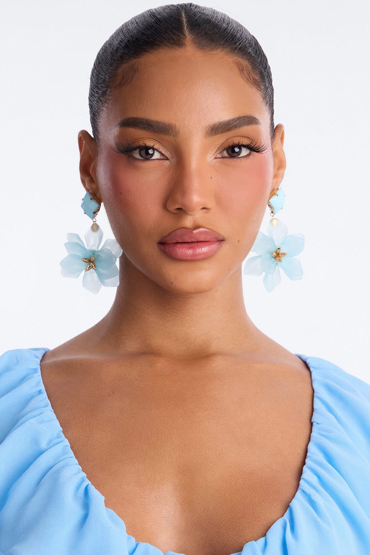 Maribelle Floral Drop Earrings - Blue