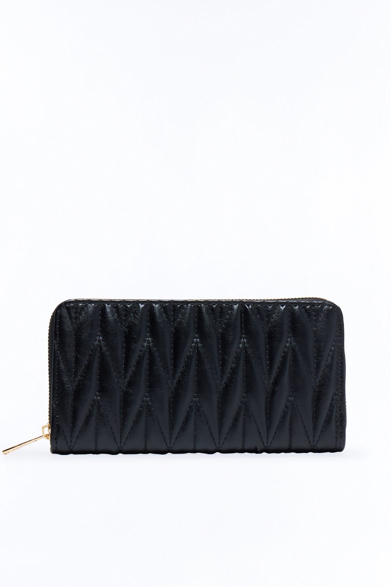 Big Spender Faux Leather Zip Around Wallet - Black