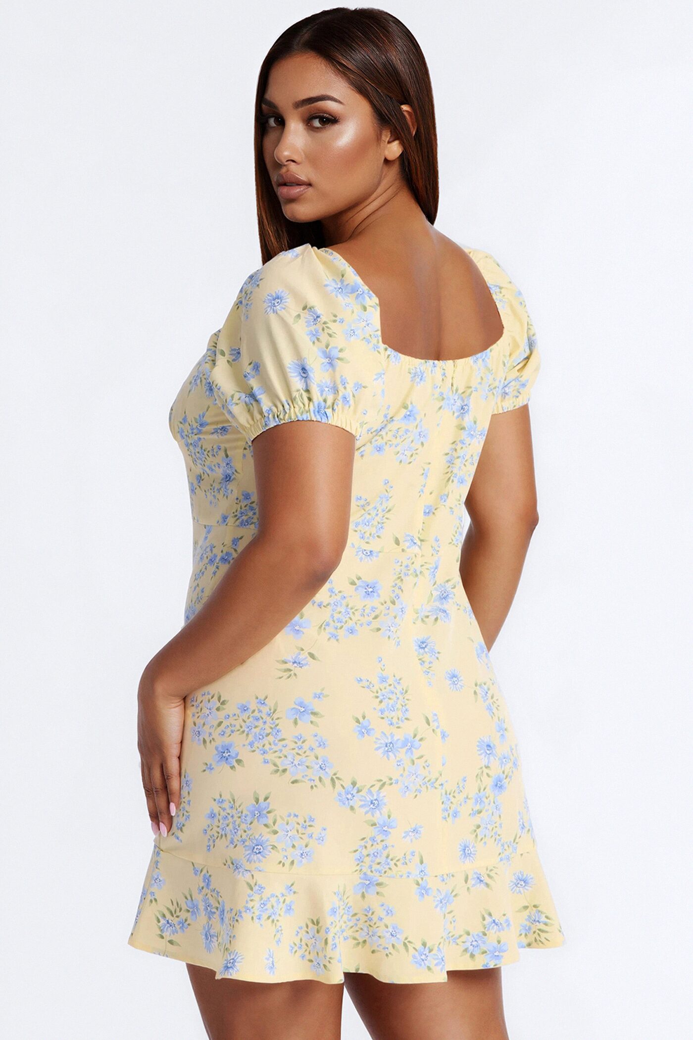 Monroe Floral Mini Dress - Butter Yellow