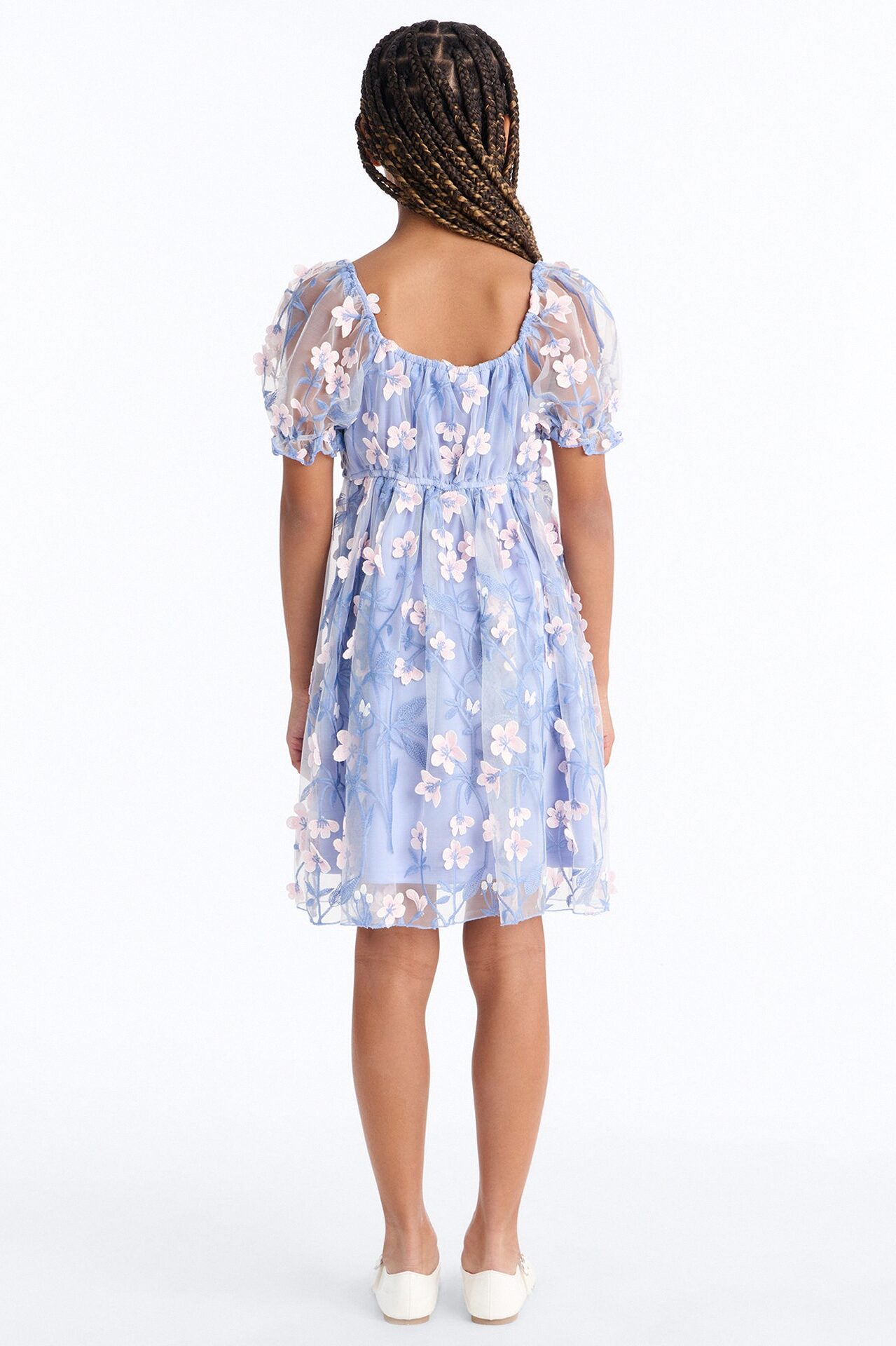 Mini Endless Flowers Dress - Light Blue