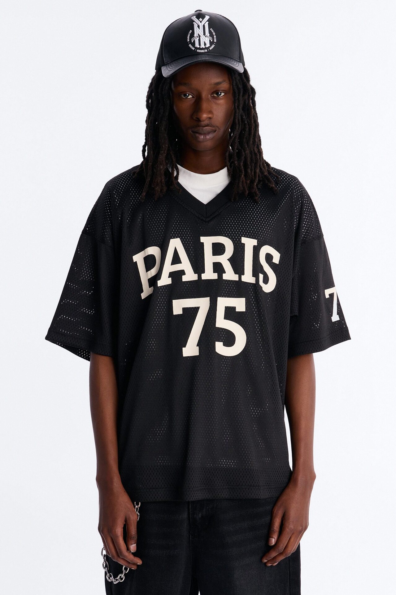 Jersey Fit Paris 75 V-Neck Shirt - Black