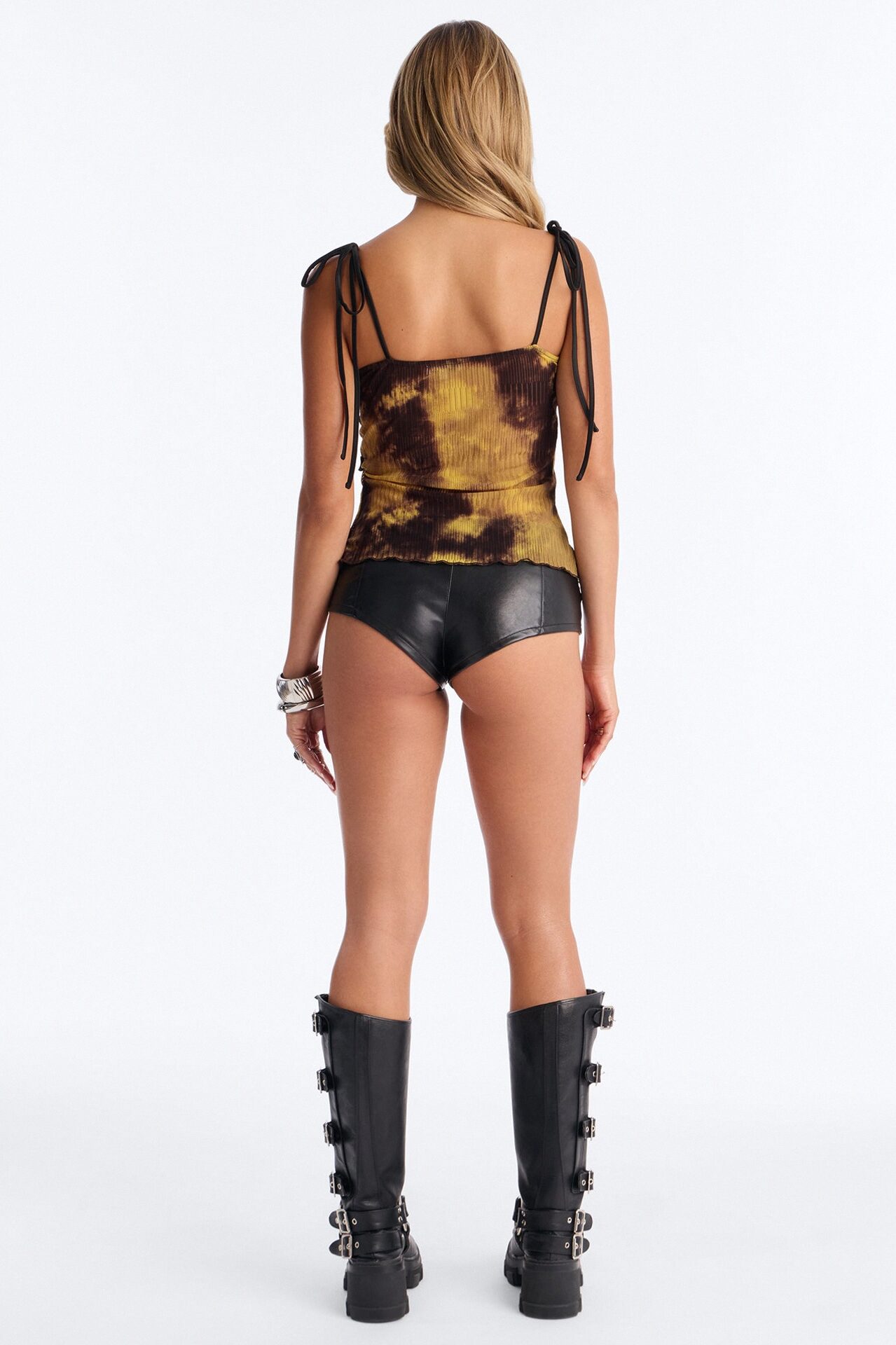 Motion Blur Abstract Mesh Tank Top - Yellow/combo