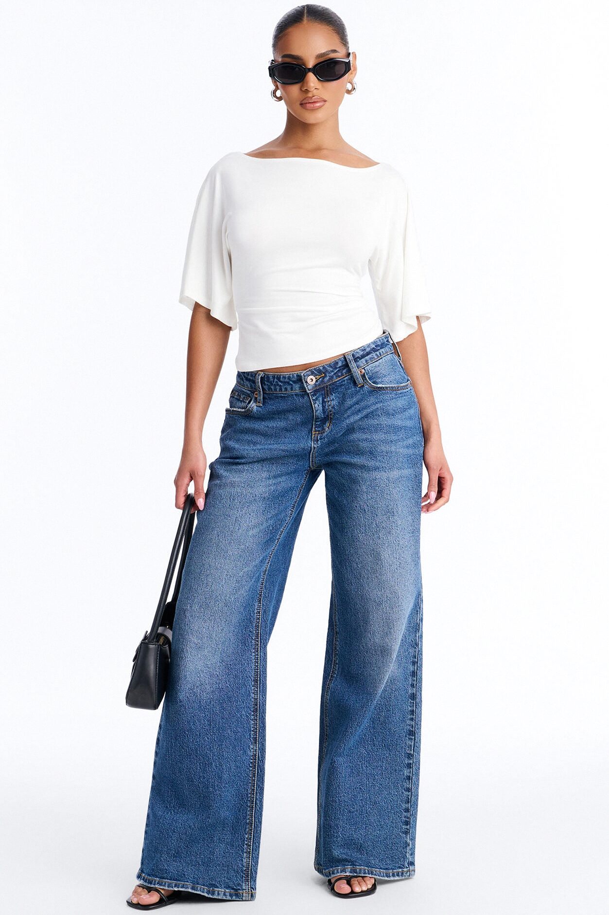 Nicolette Tie Waist Short Sleeve Top - White