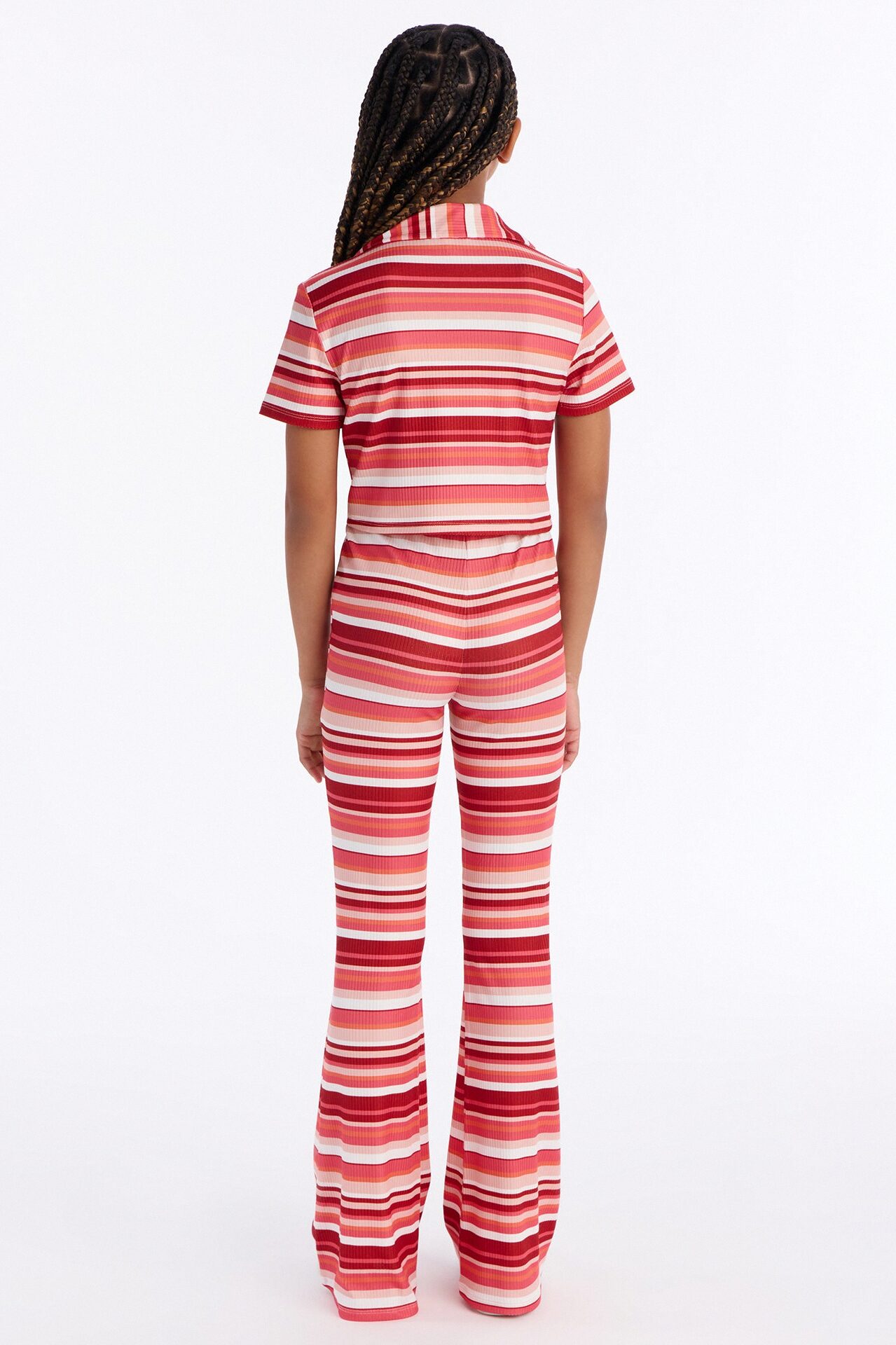 Mini Deserve It All Striped Polo Pant Set - Pink/combo