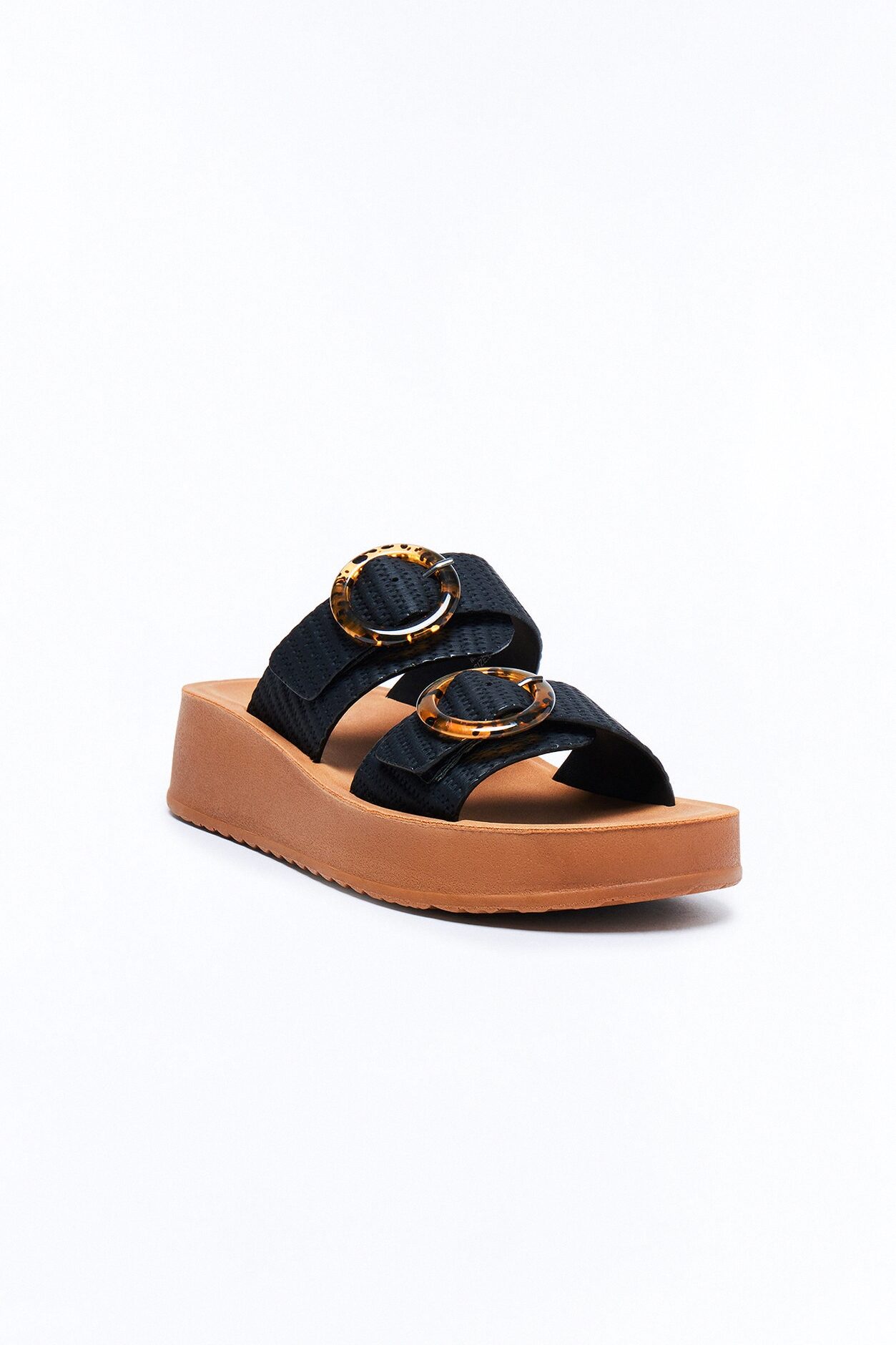 Ellie Buckle Slides - Black