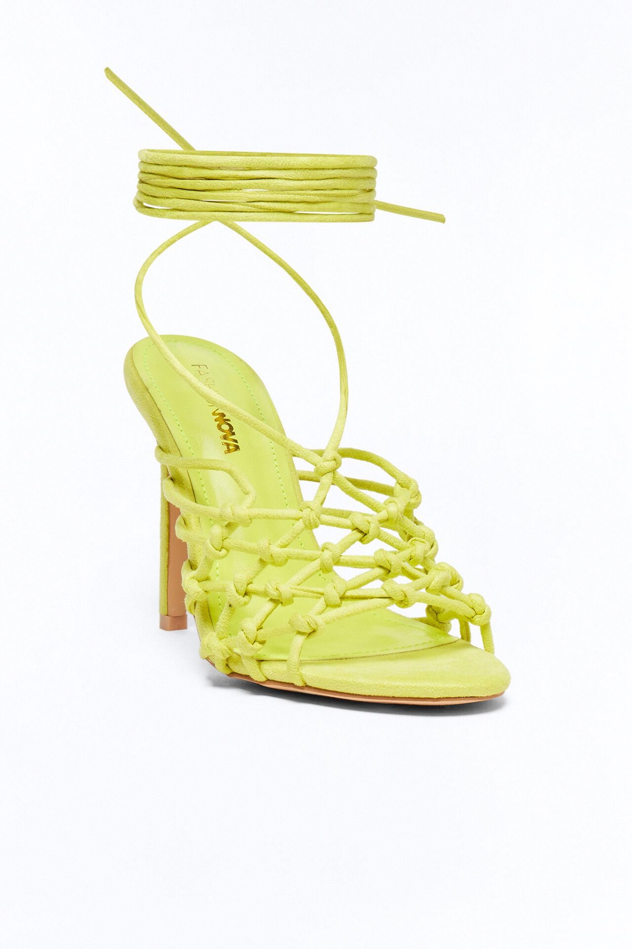 Desiri Wrap Up Stiletto Heels - Yellow