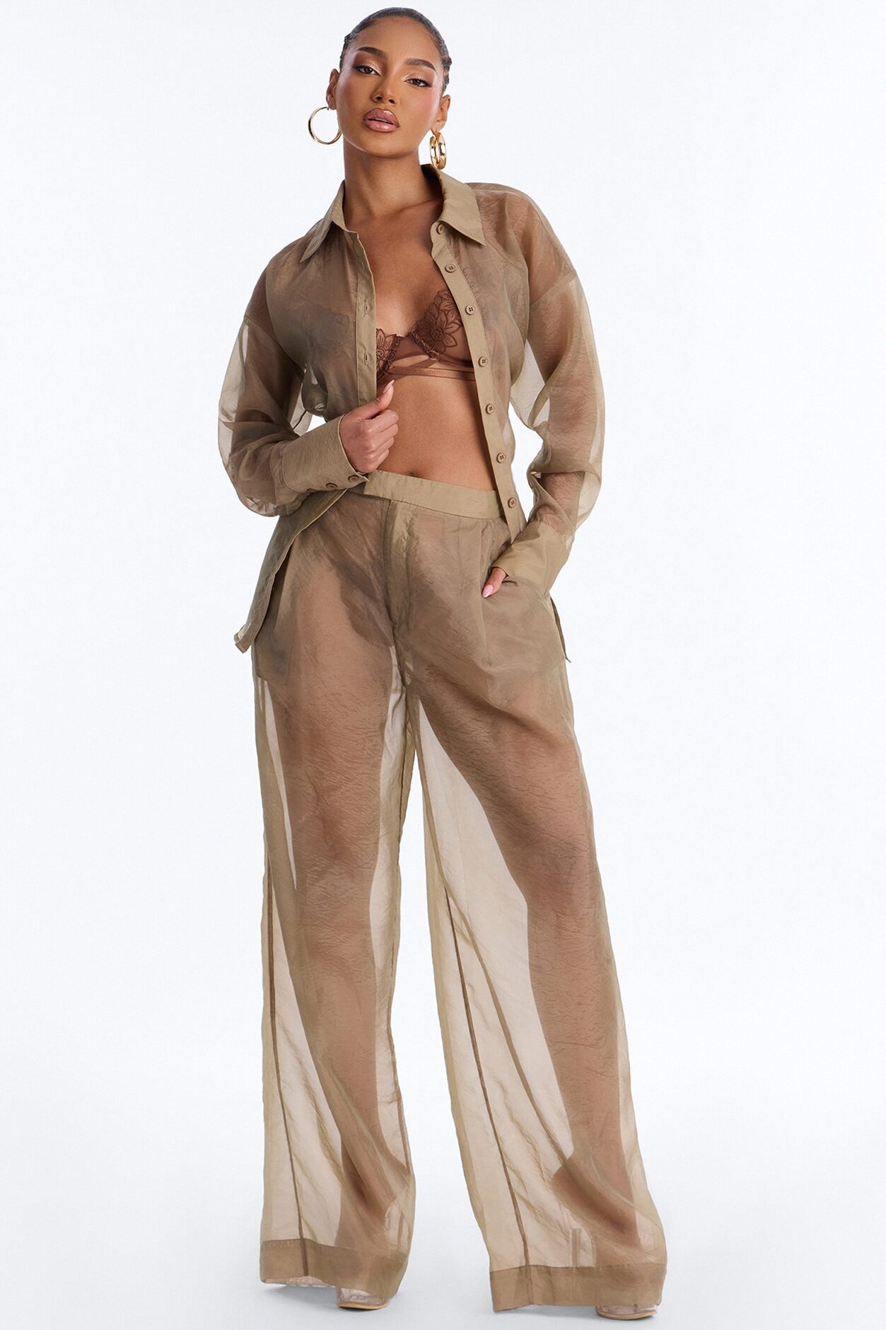 Celine Organza Trouser - Olive