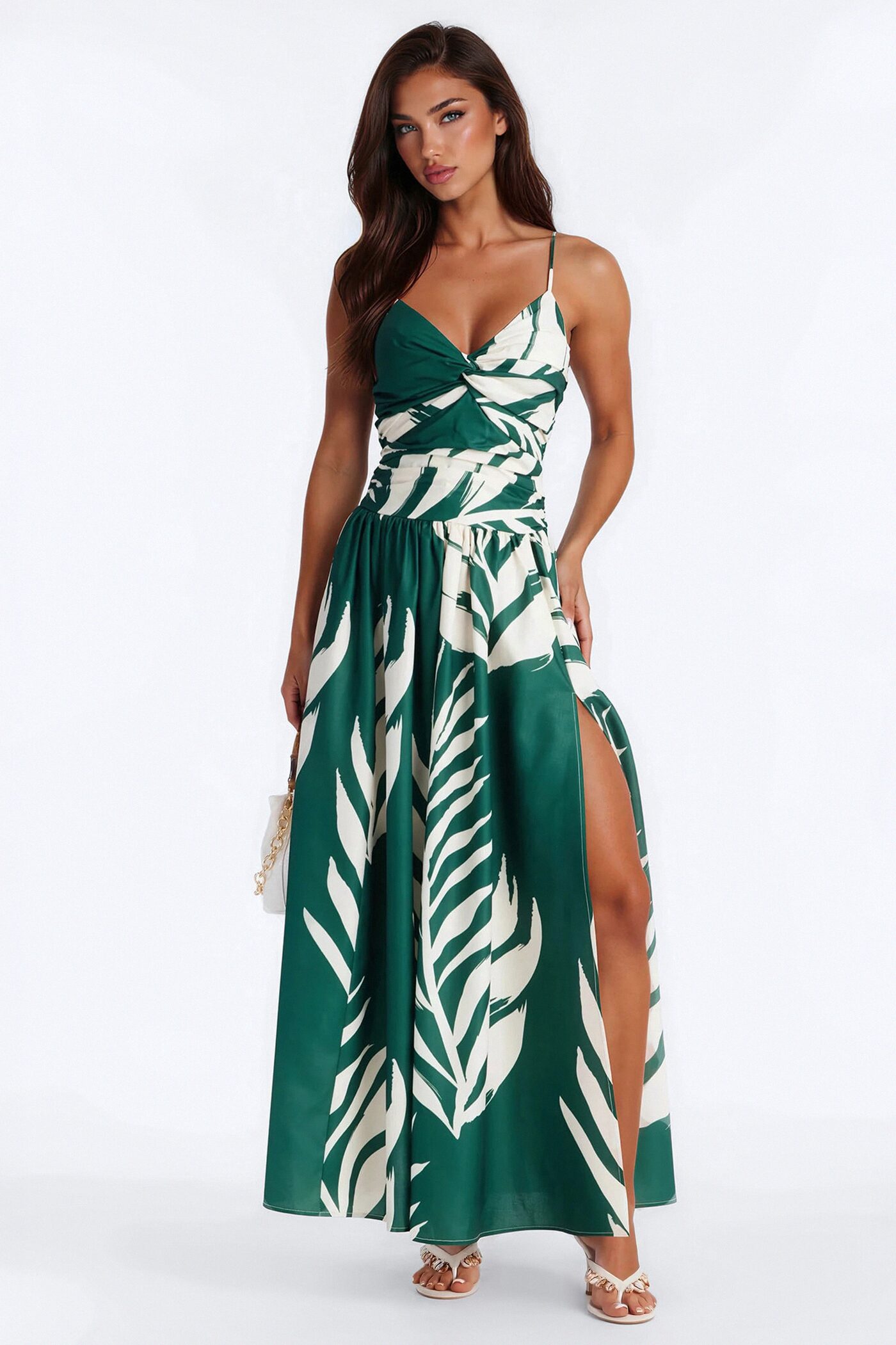 Fresh Breeze Linen Maxi Dress - Green/combo