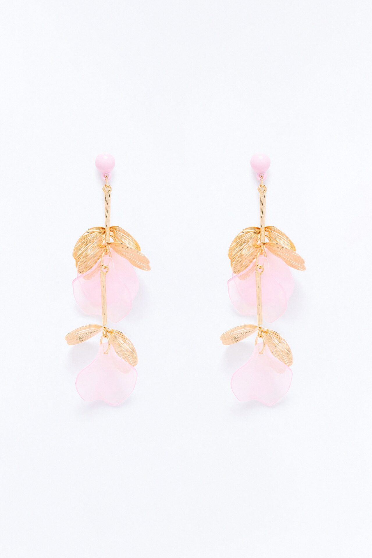 Got Me Blushing Drop Earrings - Gold/Pink
