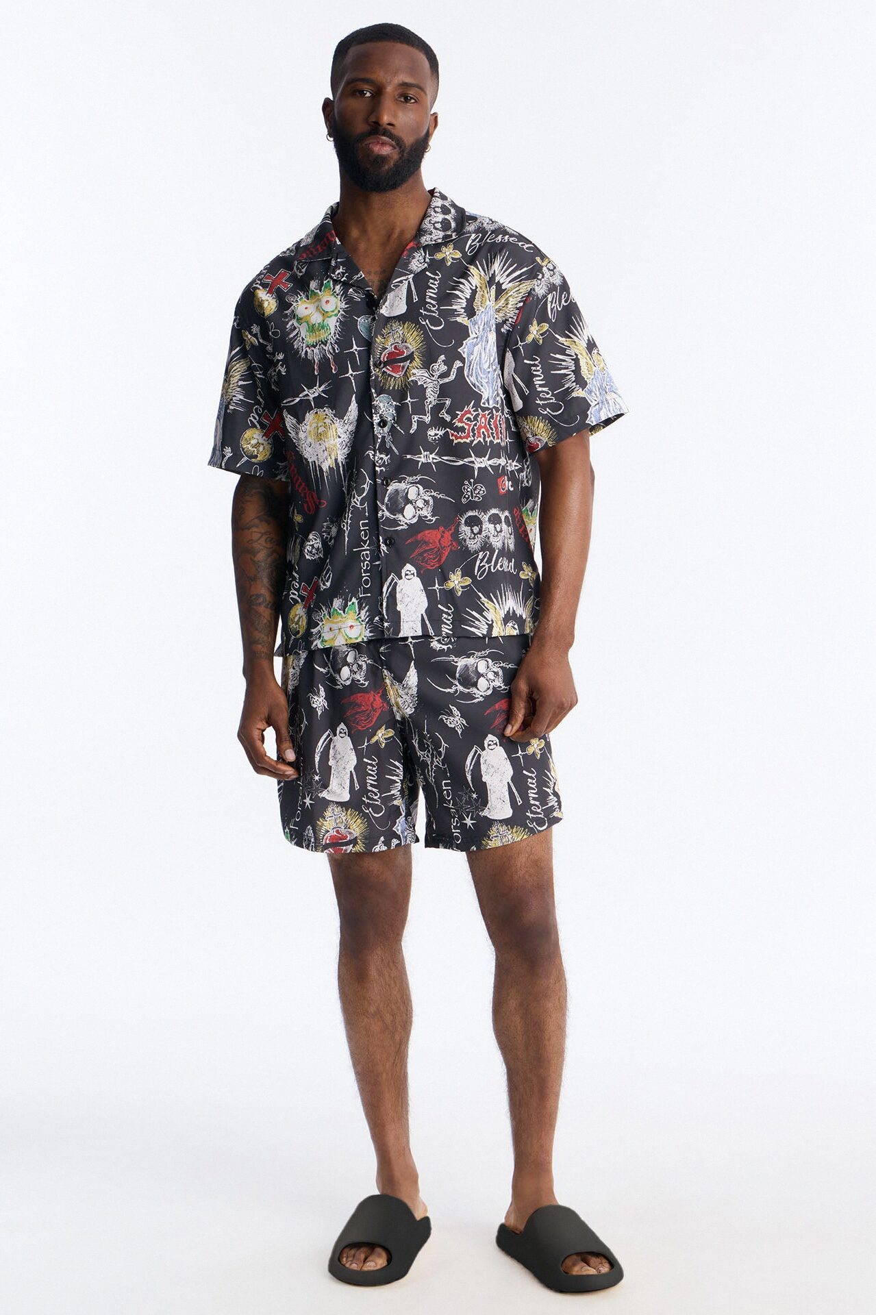Graffiti Parlor All Over Printed Button Up Shirt - Multi Color