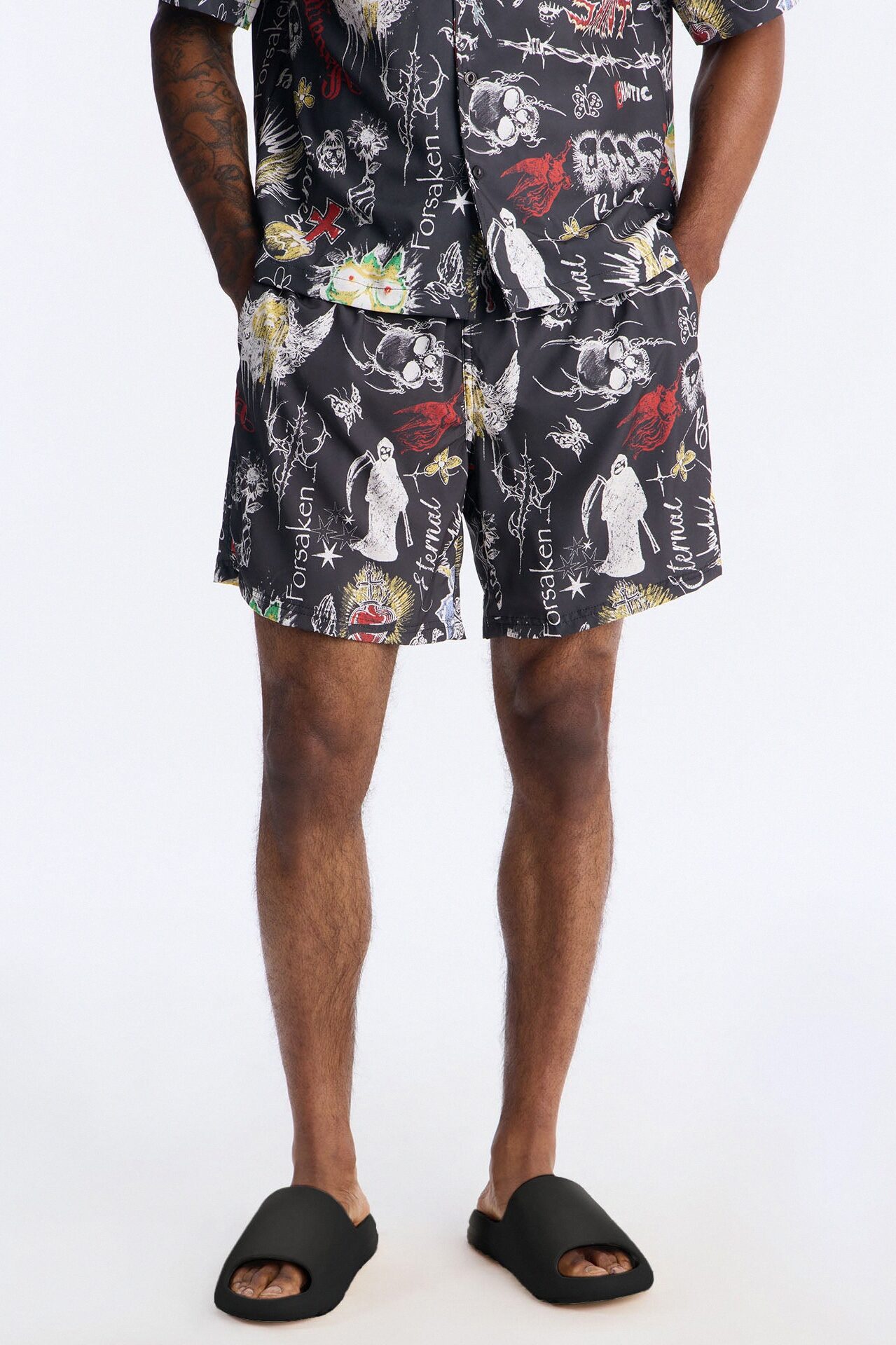 Graffiti Parlor All Over Printed Swim Trunk 7″ - Multi Color