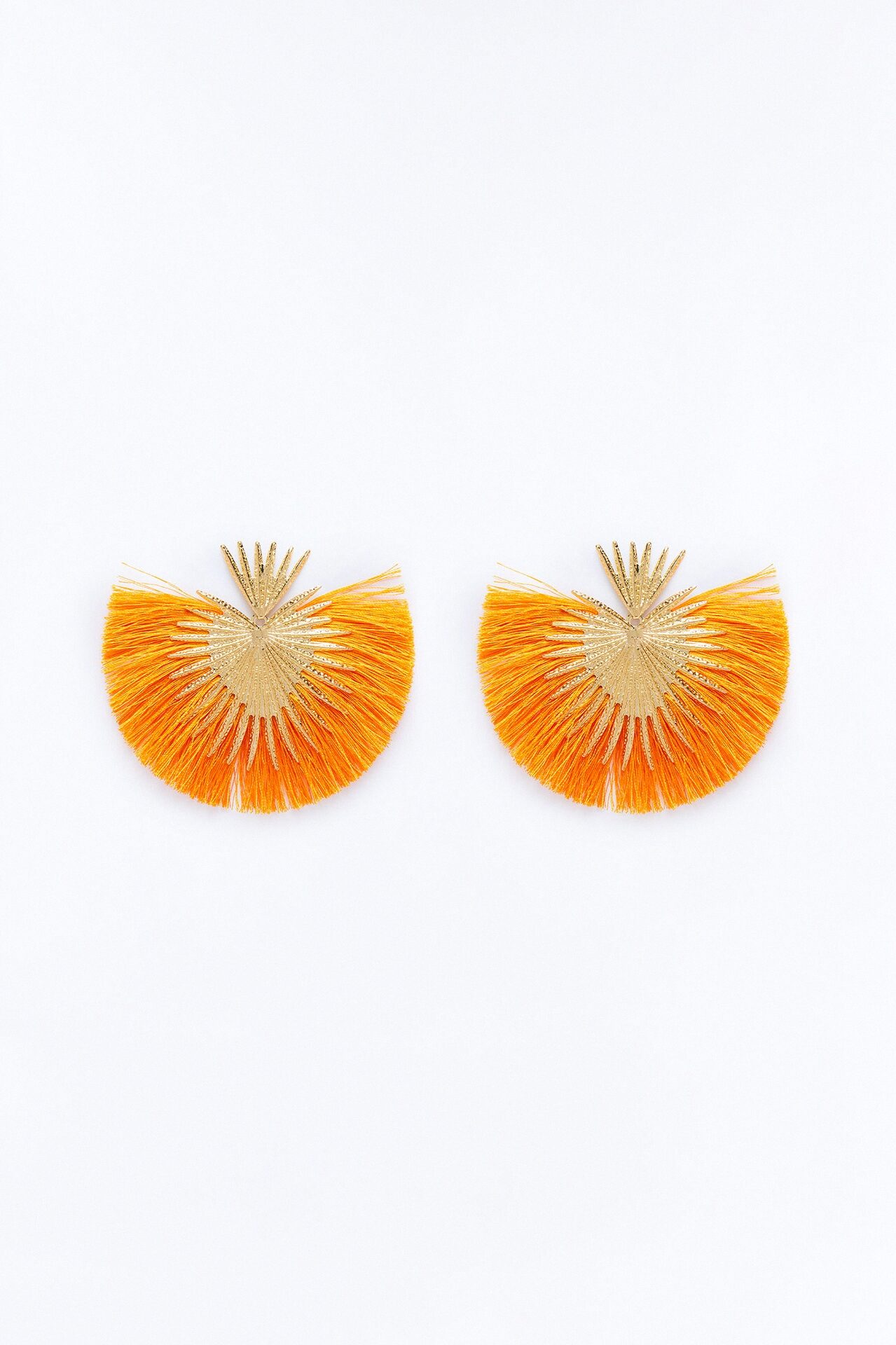 Heart Of Fringe Earrings - Gold/Orange
